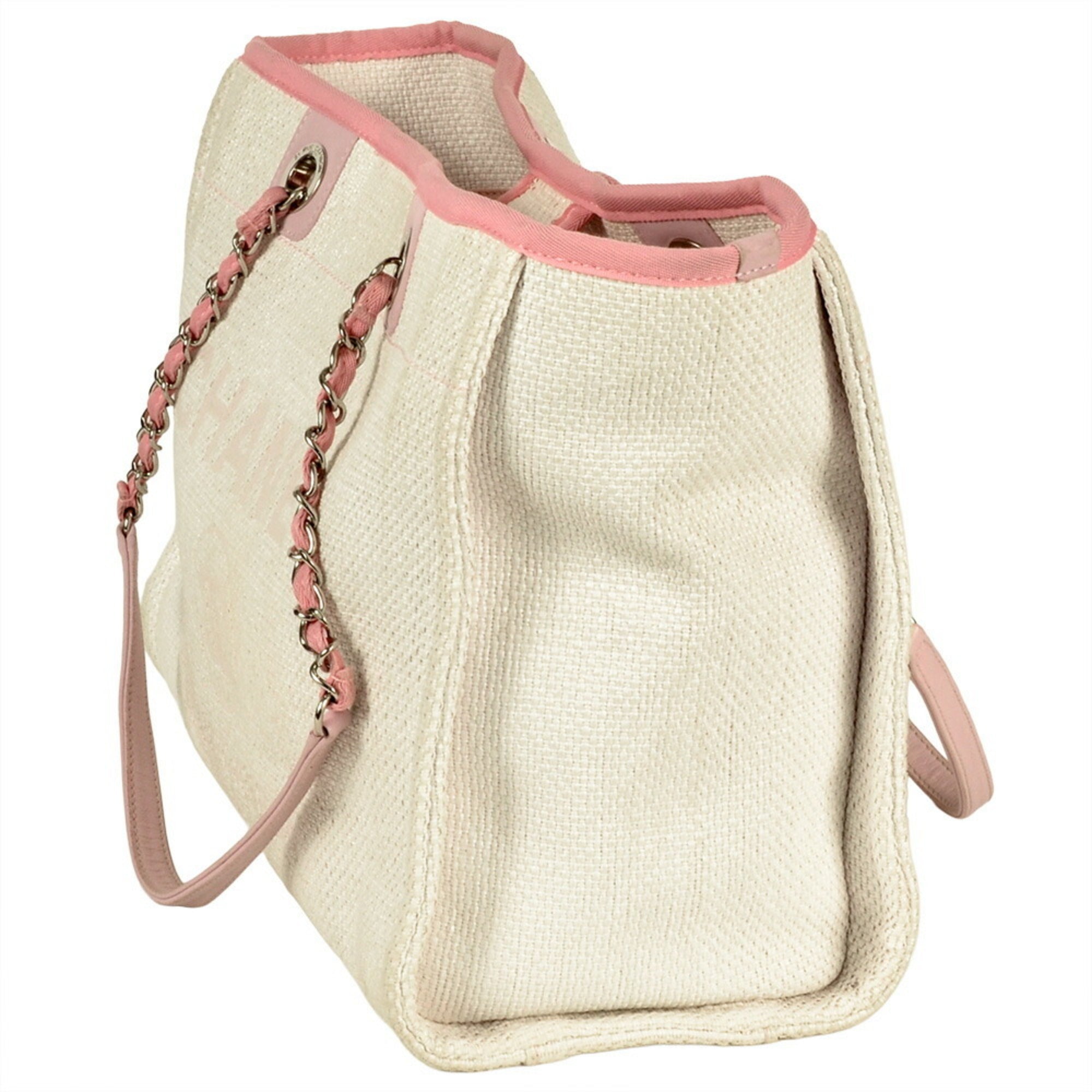 Chanel Beige Pink Straw Tote Bag (Pre-Owned)
