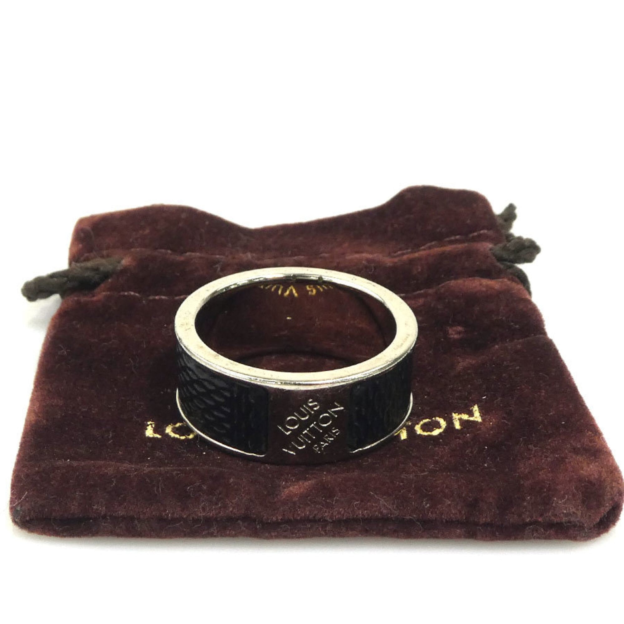 Louis Vuitton Black Damier Canvas Metal Band Ring (Pre-Owned)