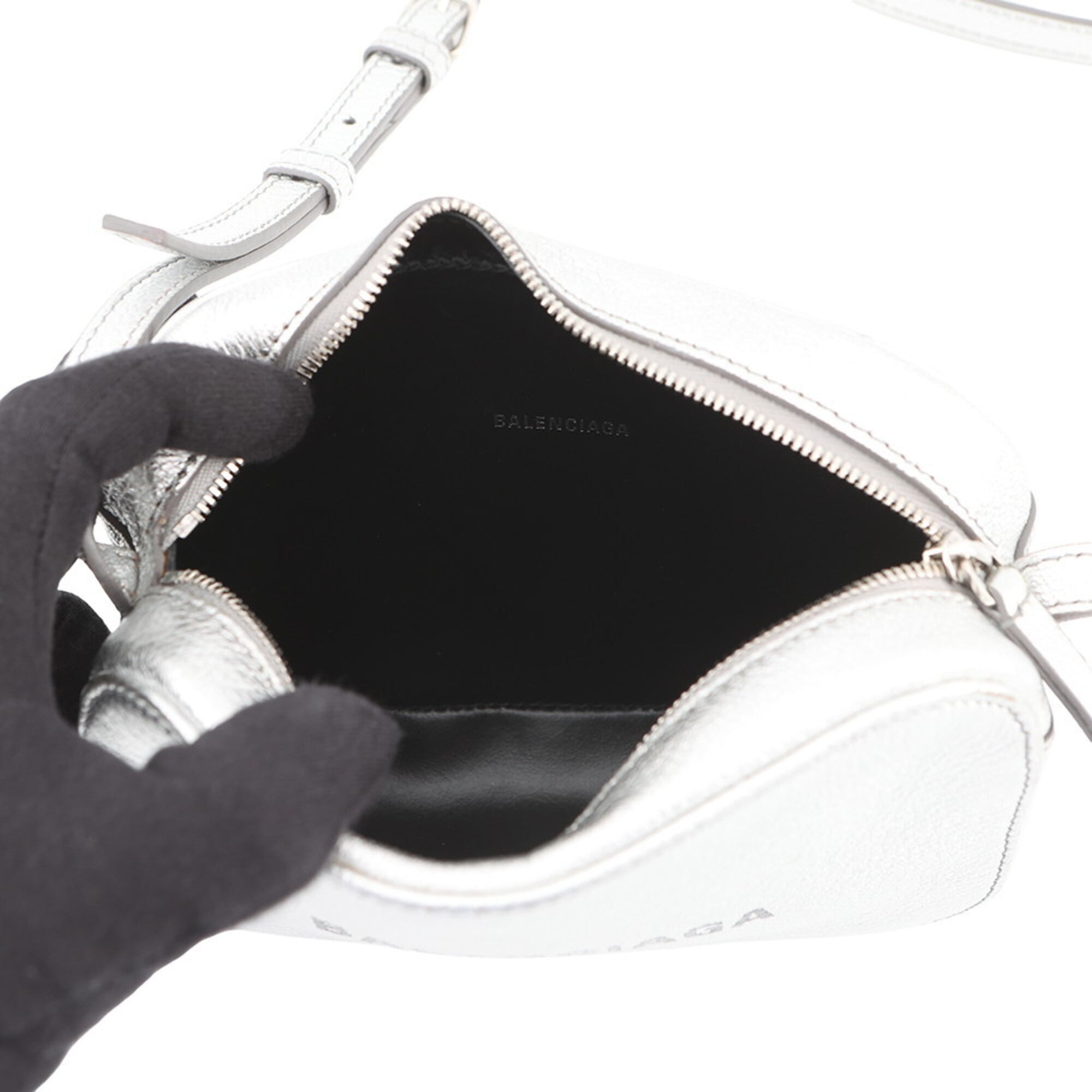 Balenciaga Silver Leather Handbag Shoulder Bag (Pre-Owned)