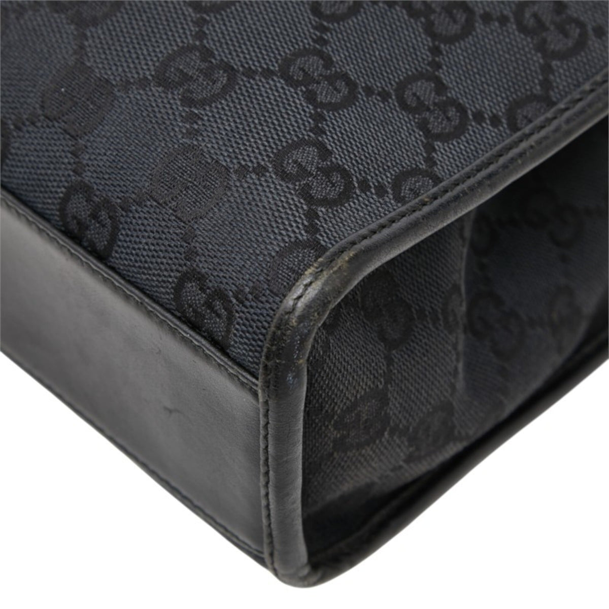 Gucci Black Canvas Leather Handbag Tote Bag (Pre-Owned)
