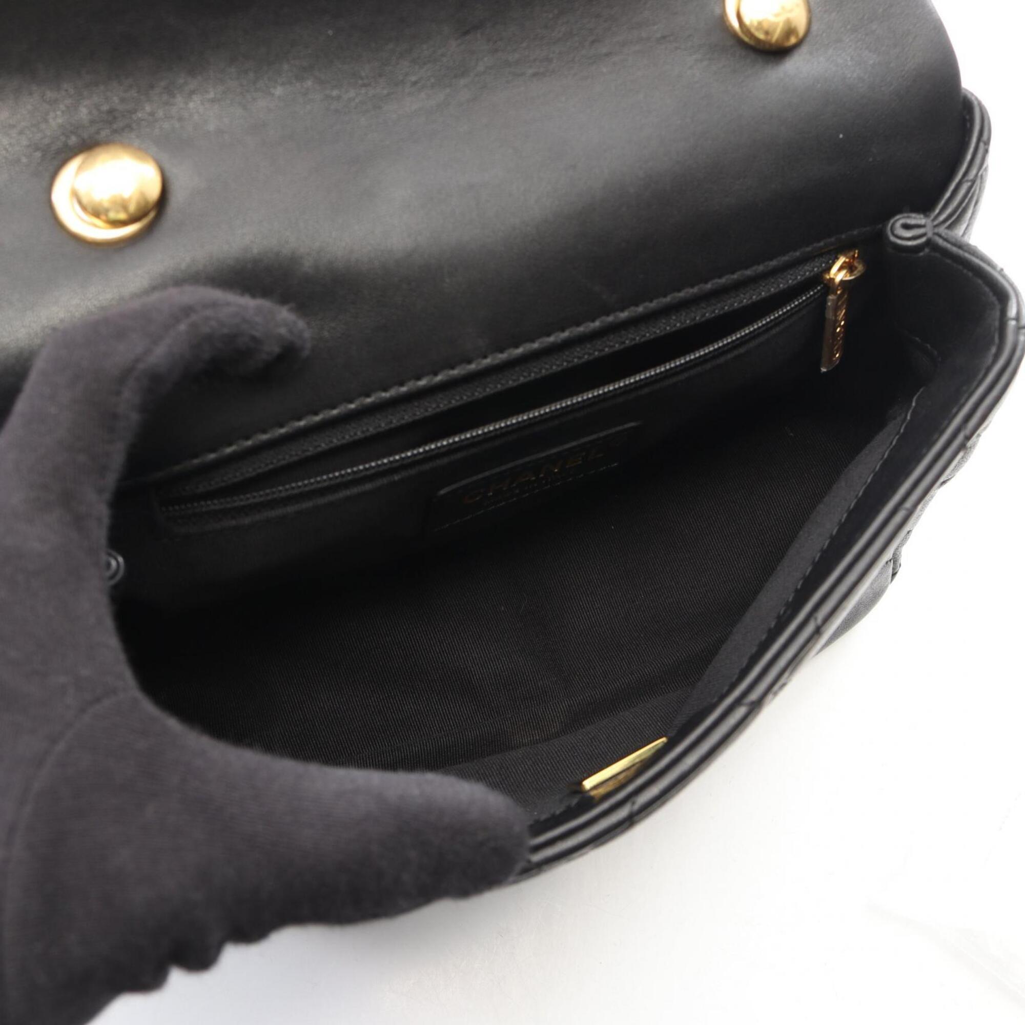 Chanel Black Leather Handbag Shoulder Bag (Pre-Owned)