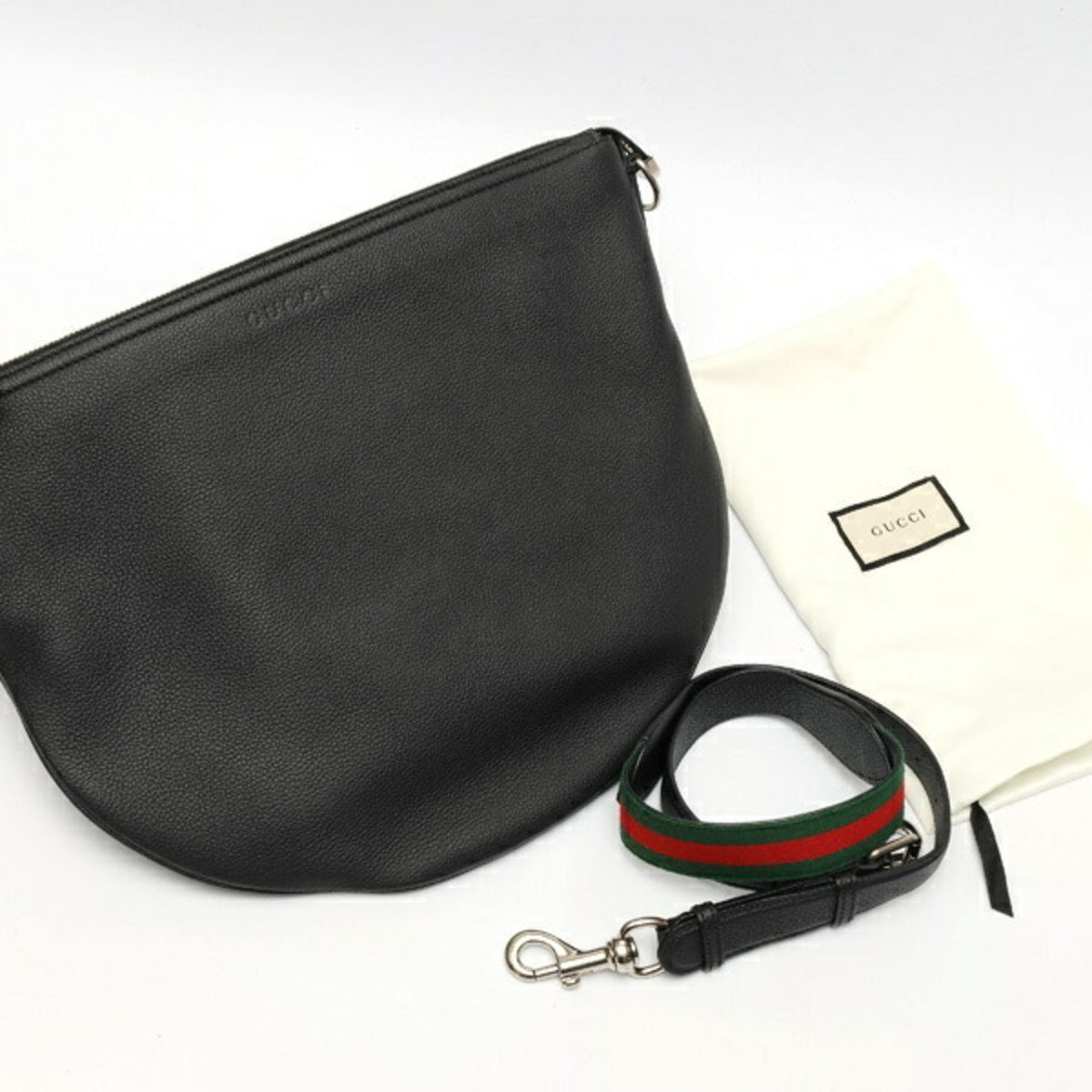 Gucci Sherry Line Black Leather Shoulder Bag (Pre-Owned)