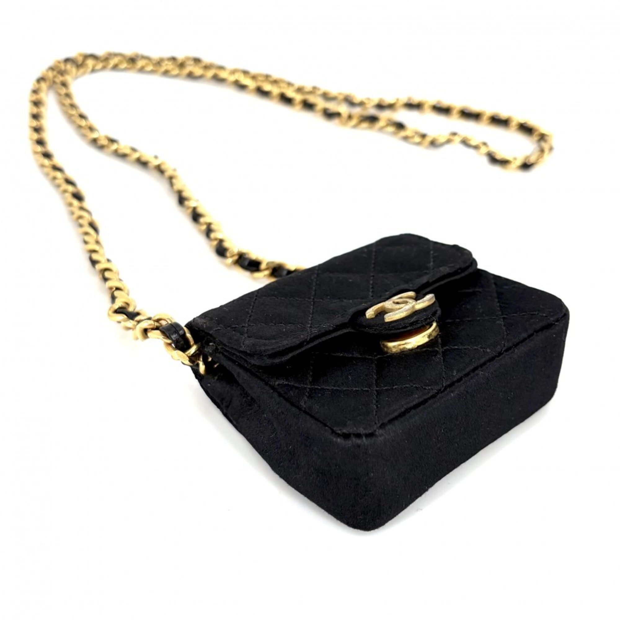 Chanel Black Satin Pochette Shoulder Bag (Pre-Owned)