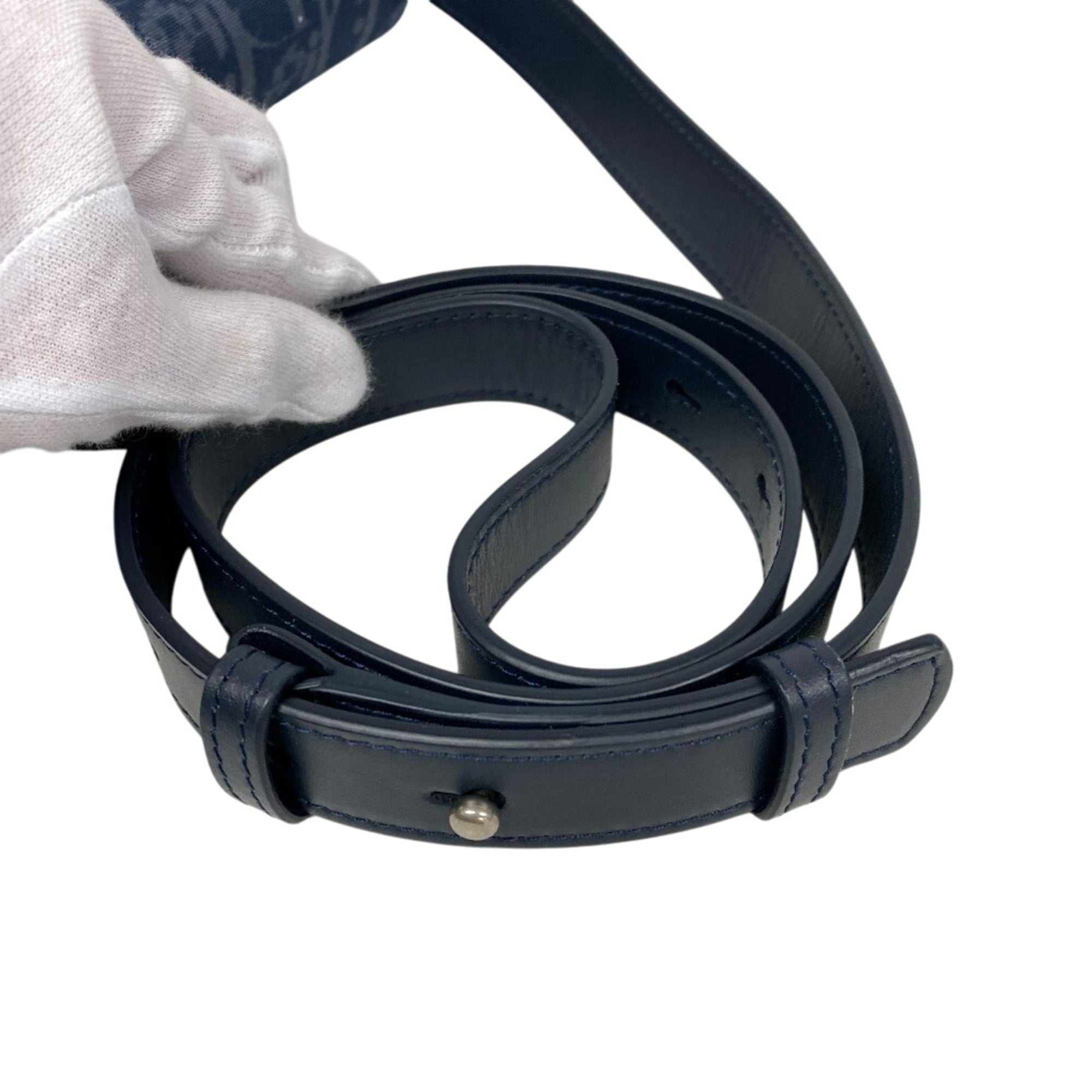 Christian Dior Navy Canvas Leather Shoulder Bag (Pre-Owned)