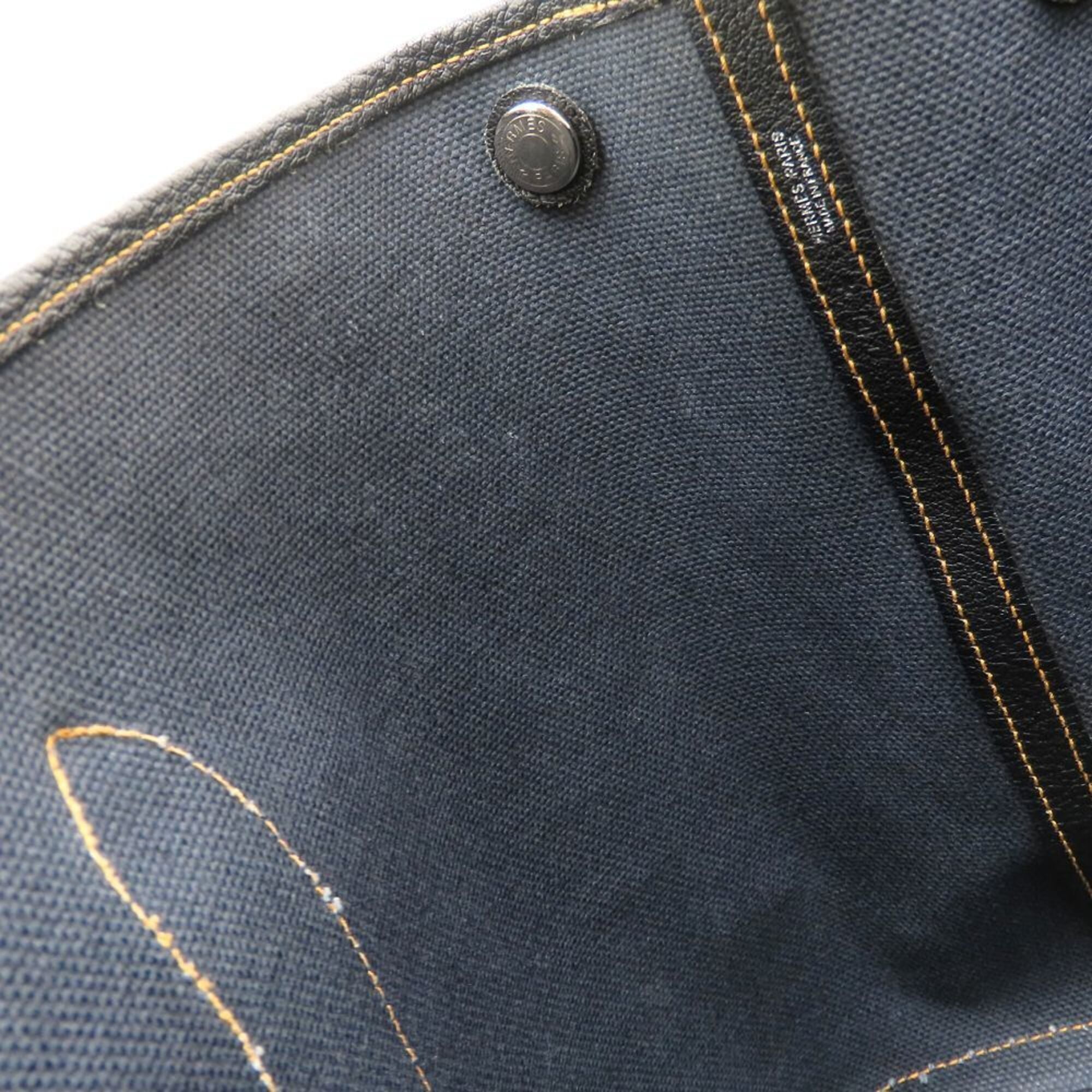 Hermes Blue Toile H Leather Tote Bag (Pre-Owned)