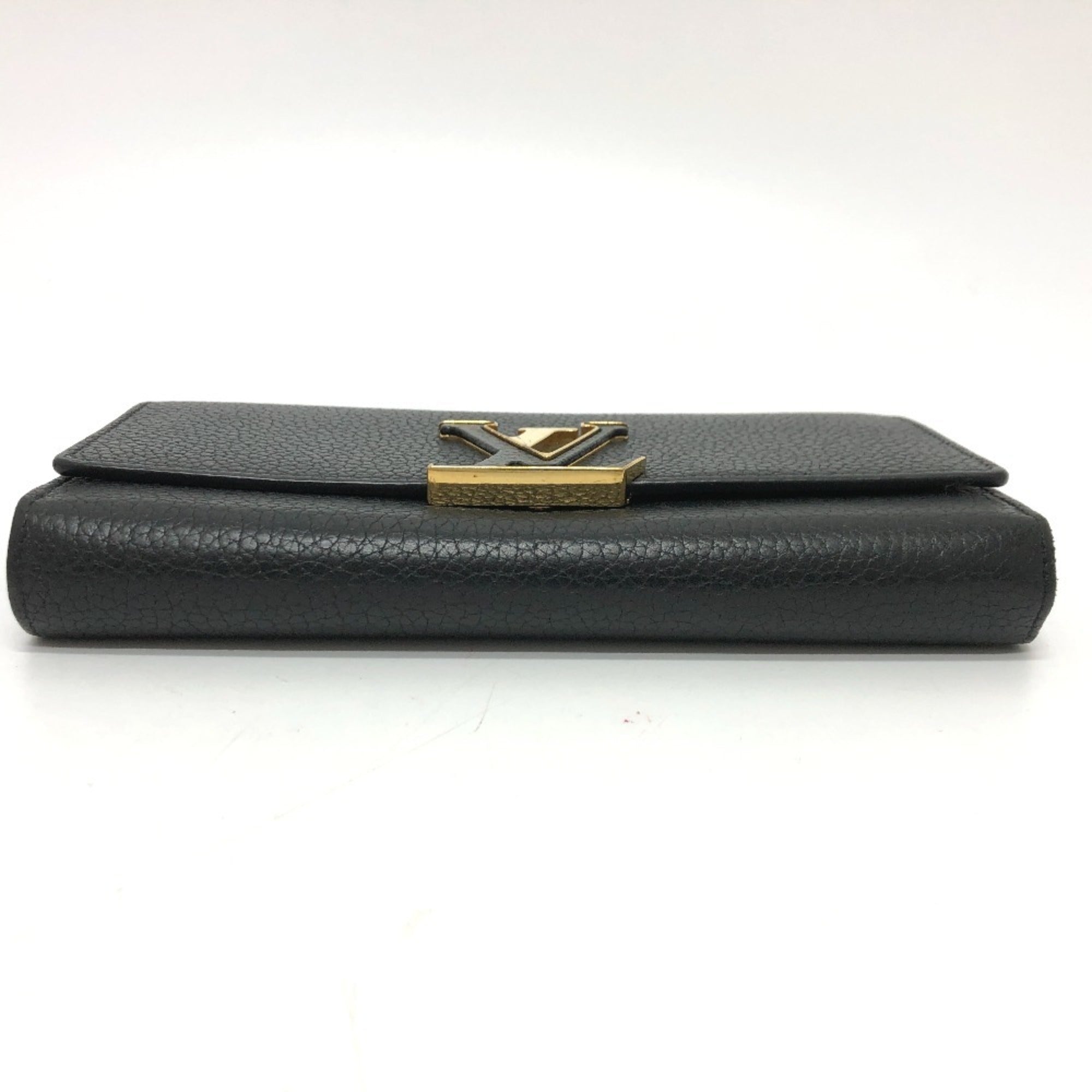 Louis Vuitton Black Leather Long Wallet (Bi-Fold) (Pre-Owned)