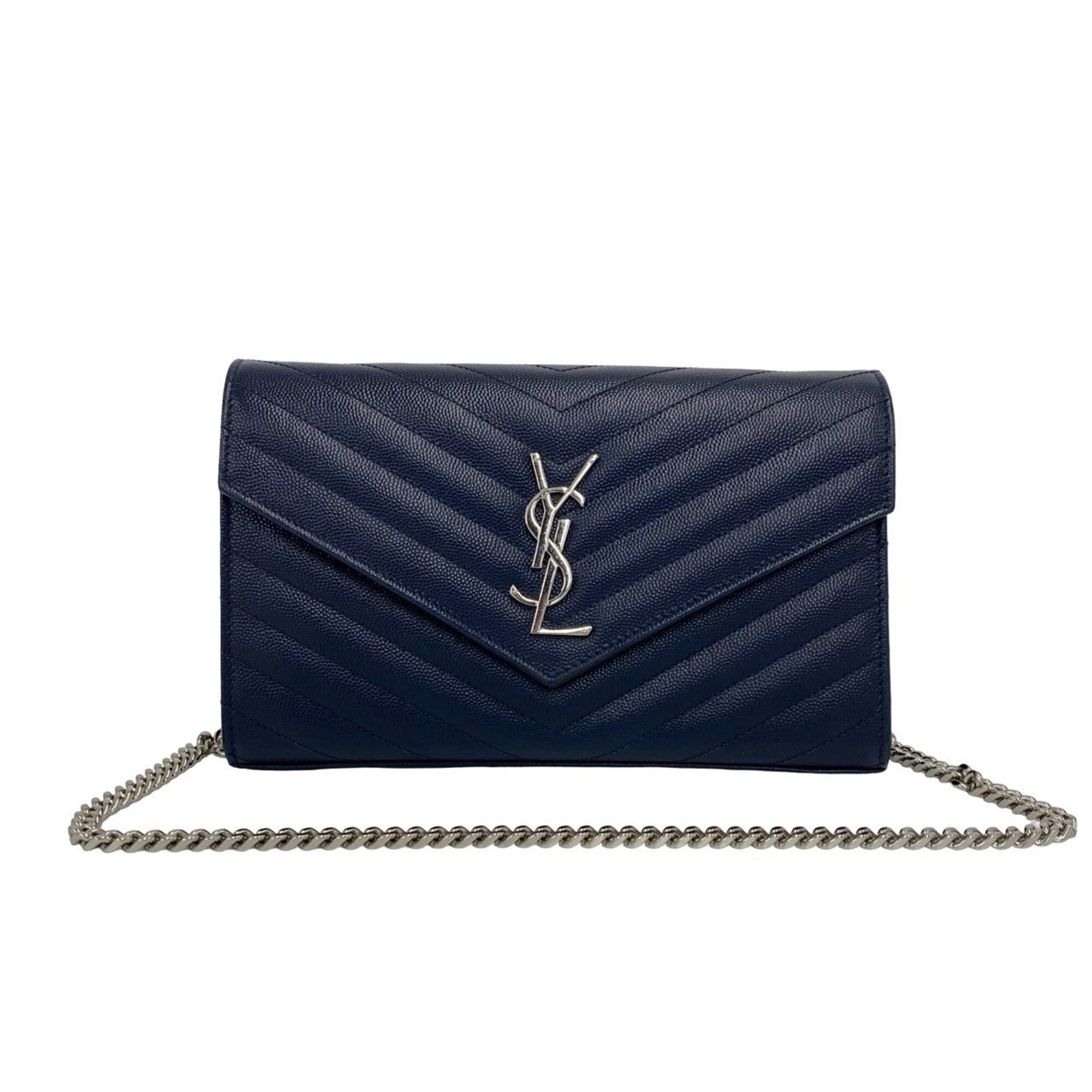 Saint Laurent Navy Leather Shoulder Bag (Pre-Owned)