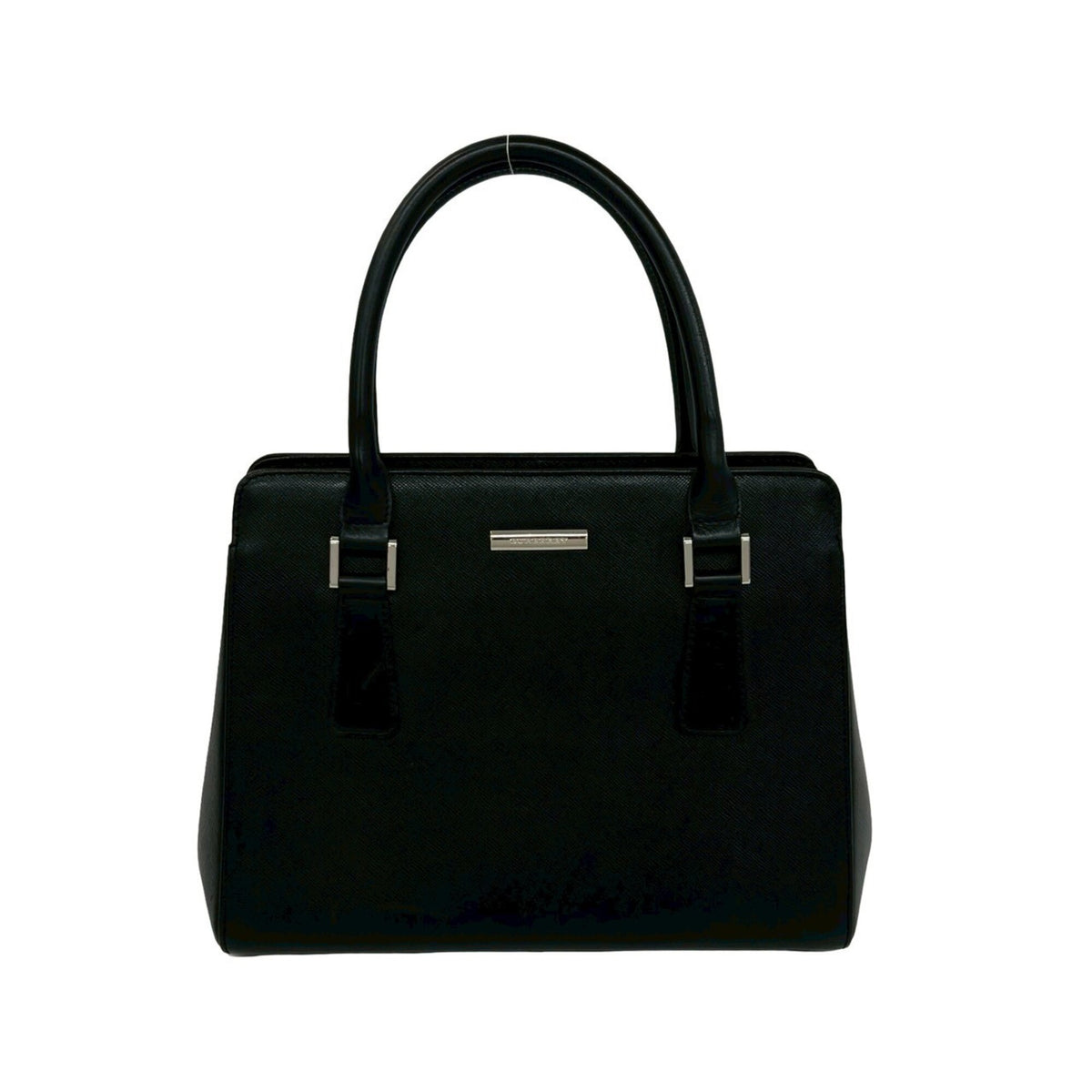 Burberry Black Leather Handbag Tote Bag (Pre-Owned)