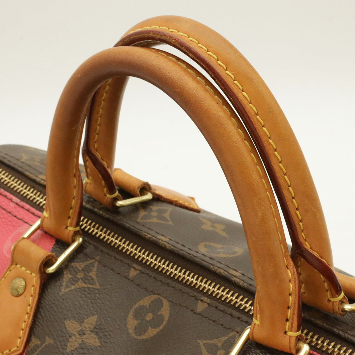 Louis Vuitton Brown Pink Monogram Canvas Boston Bag Handbag (Pre-Owned)