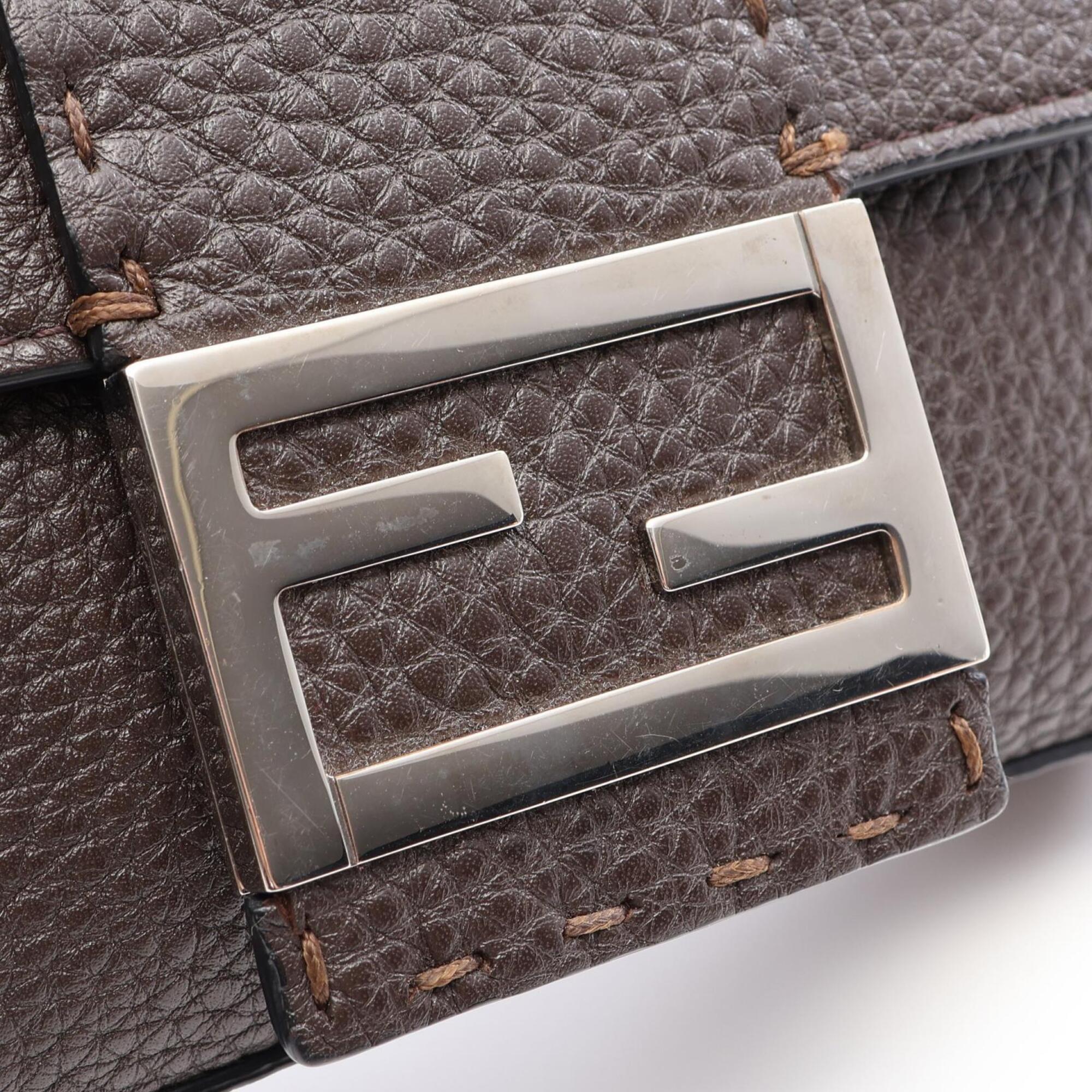 Fendi Brown Leather Handbag Shoulder Bag (Pre-Owned)