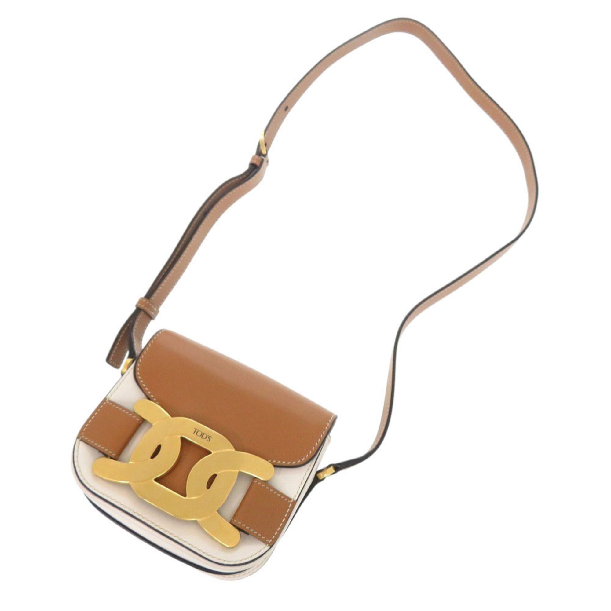 Tod's Brown White Leather Shoulder Bag (Pre-Owned)