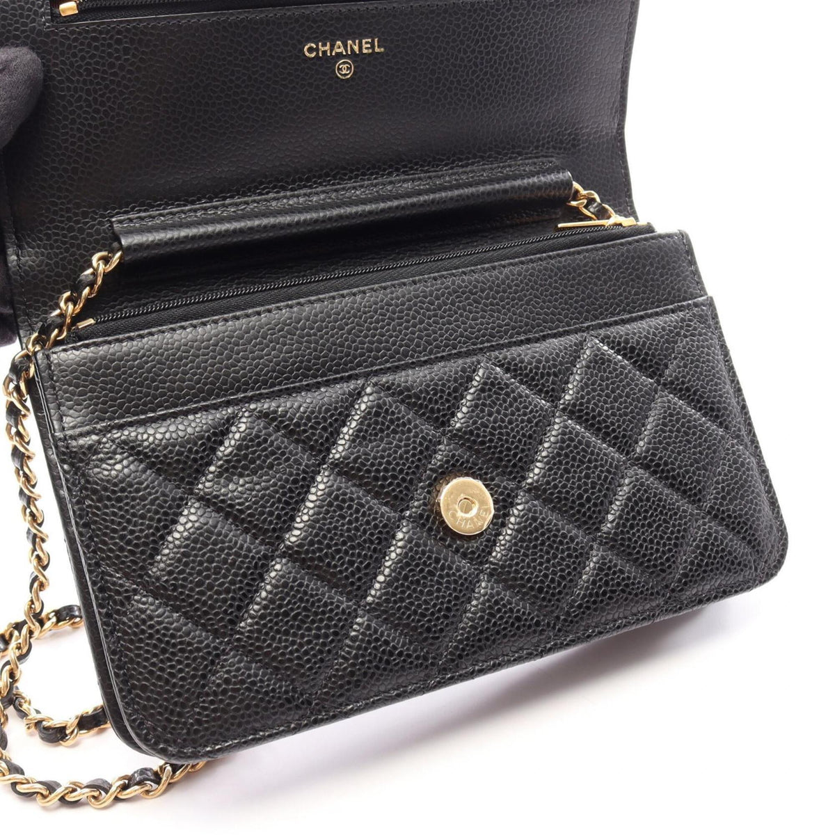 Chanel Black Grained Calfskin Handbag Shoulder Bag (Pre-Owned)