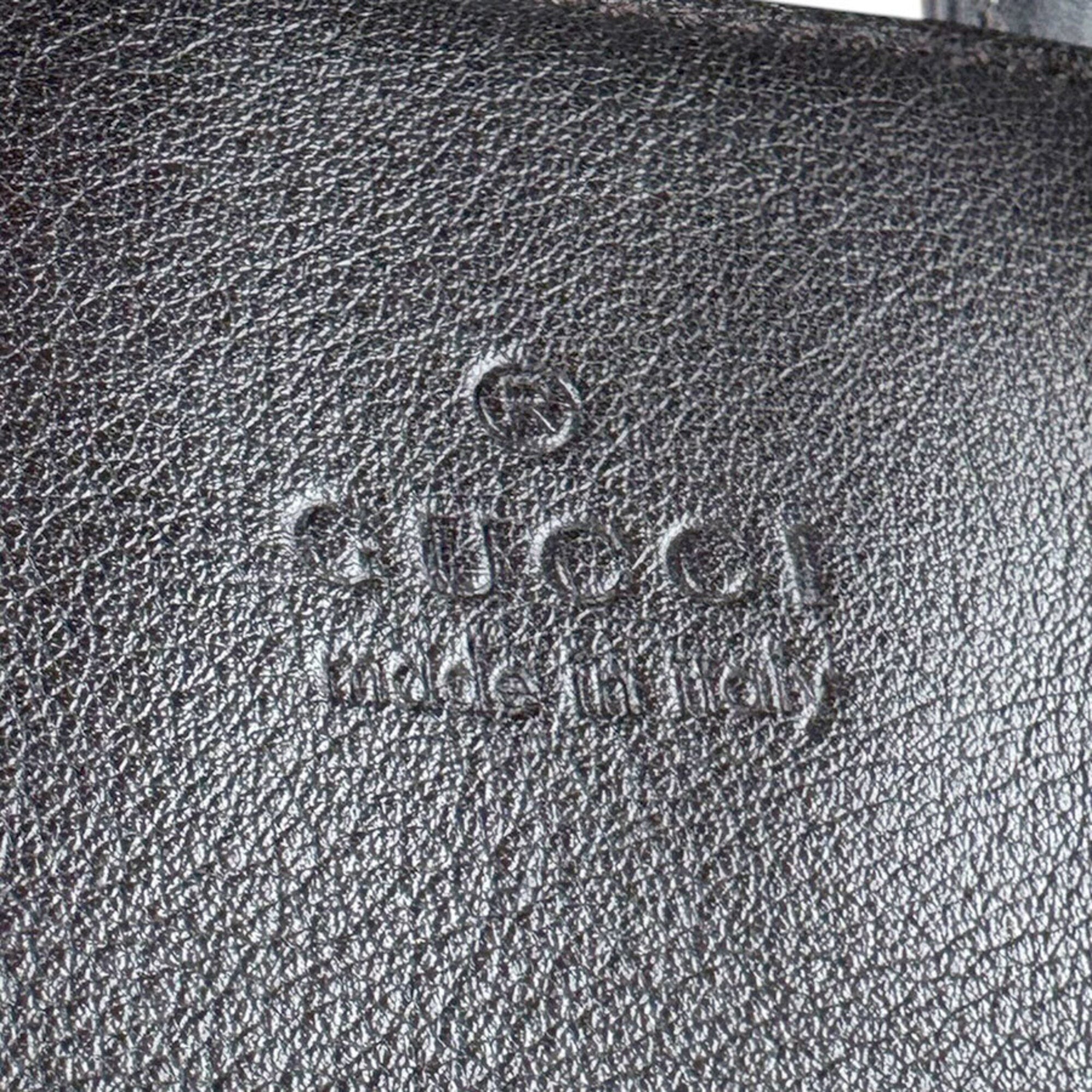 Gucci Dark Brown Leather Handbag Shoulder Bag (Pre-Owned)