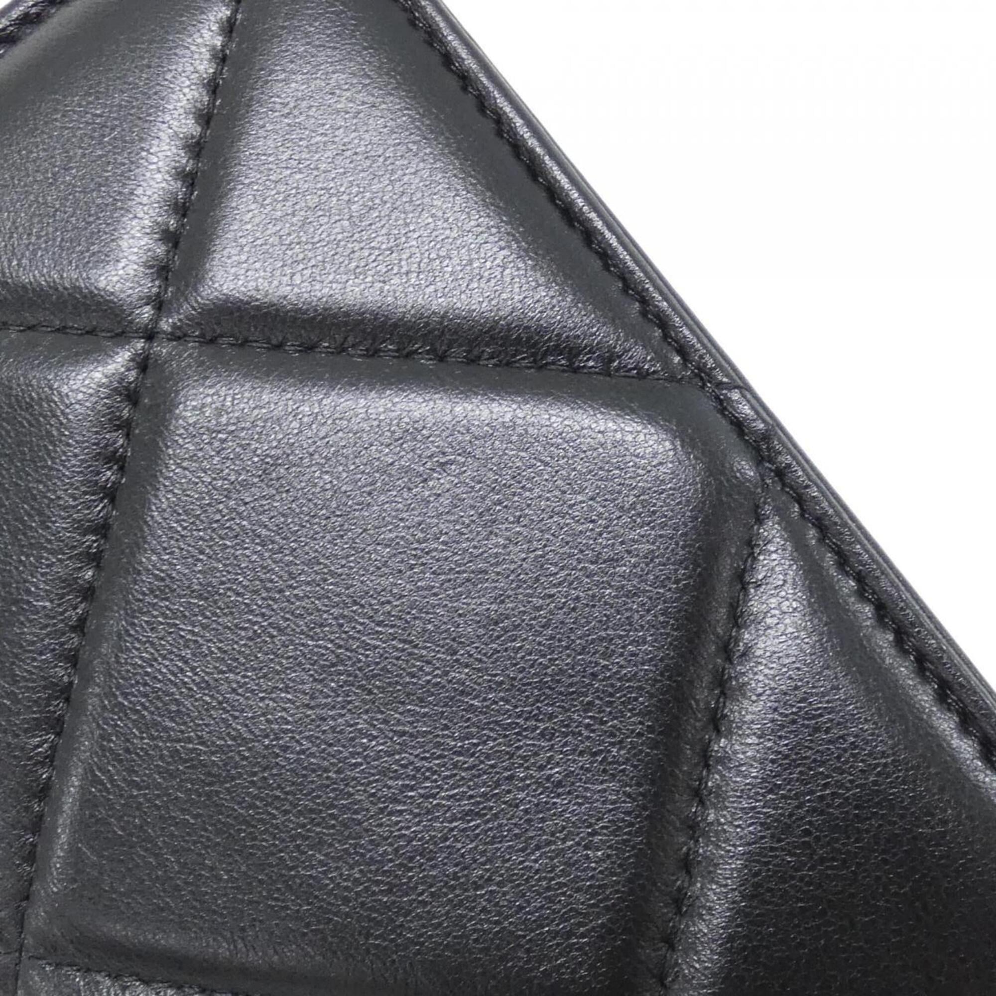 Chanel Black Leather Handbag Shoulder Bag (Pre-Owned)