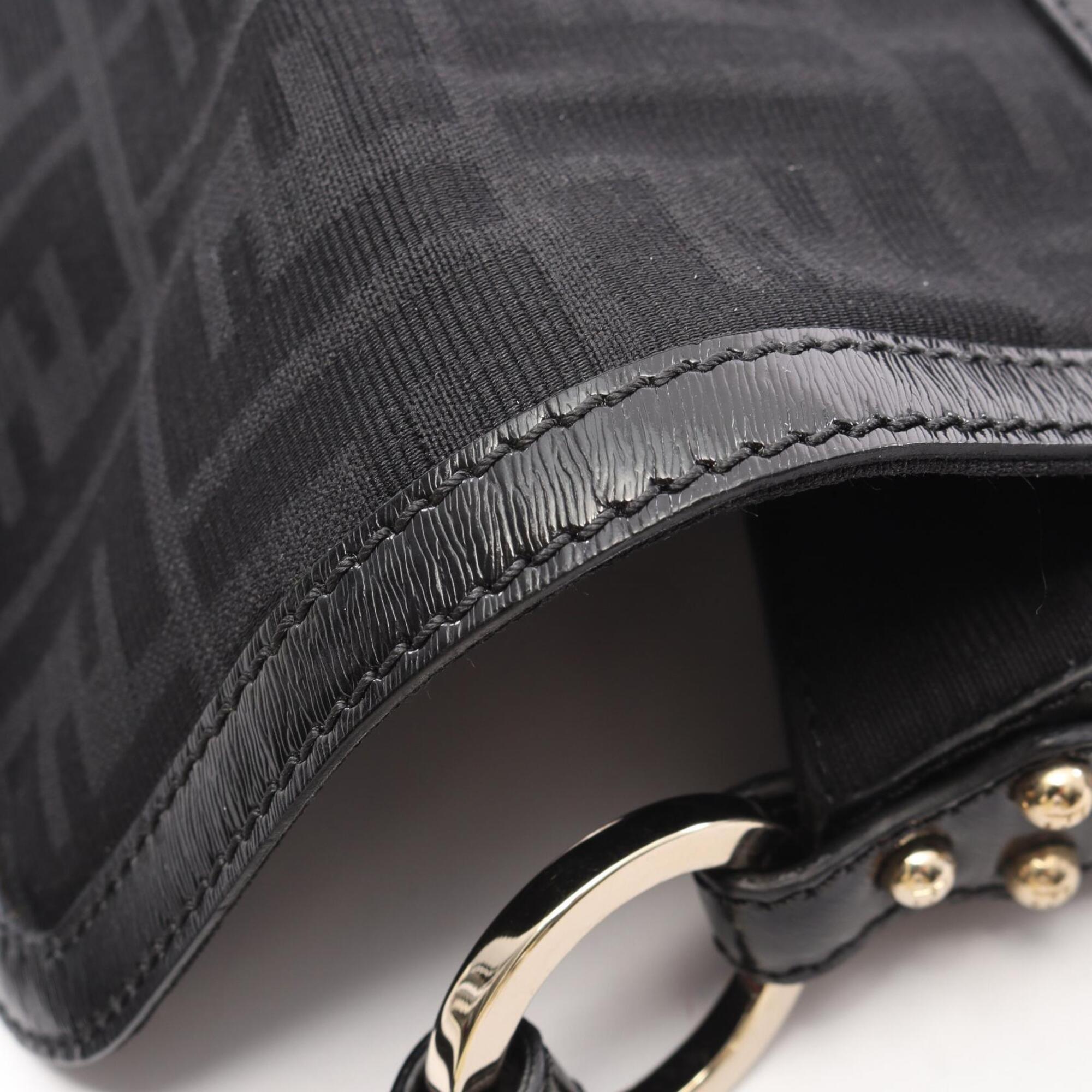 Fendi Black Canvas Leather Handbag Shoulder Bag (Pre-Owned)