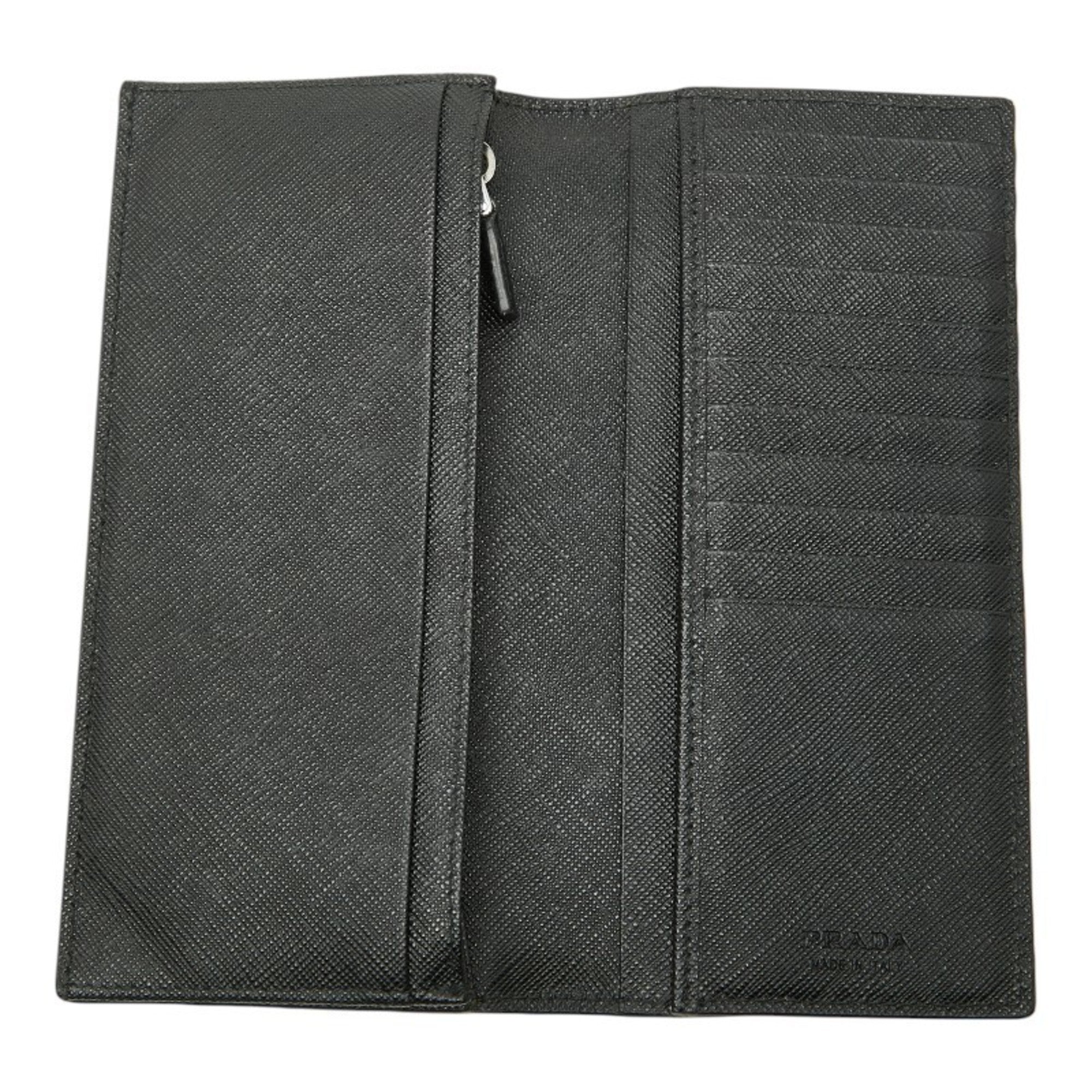Prada Black Nero Leather Long Wallet (Bi-Fold) (Pre-Owned)