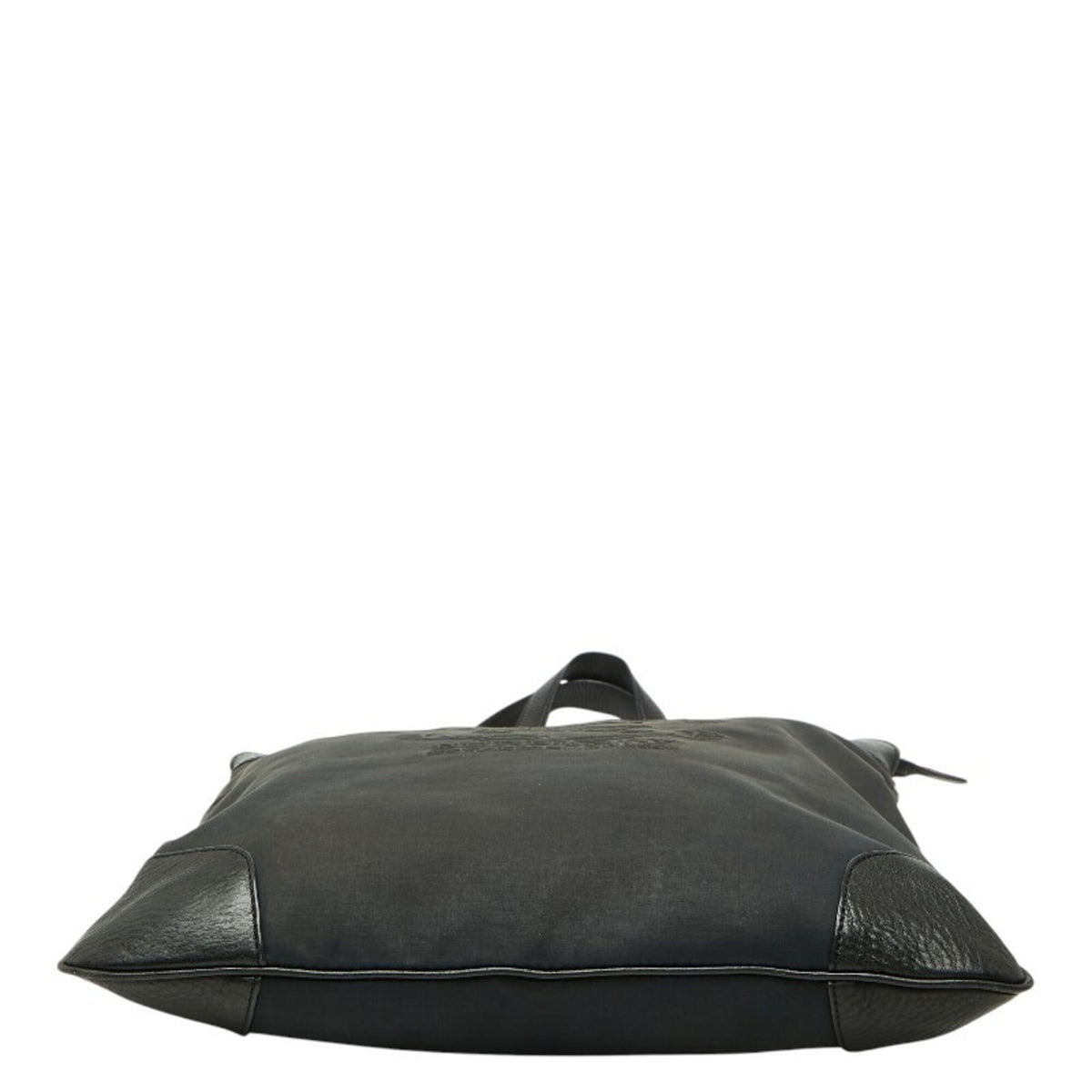 Burberry Black Leather Canvas Shoulder Bag Tote Bag (Pre-Owned)