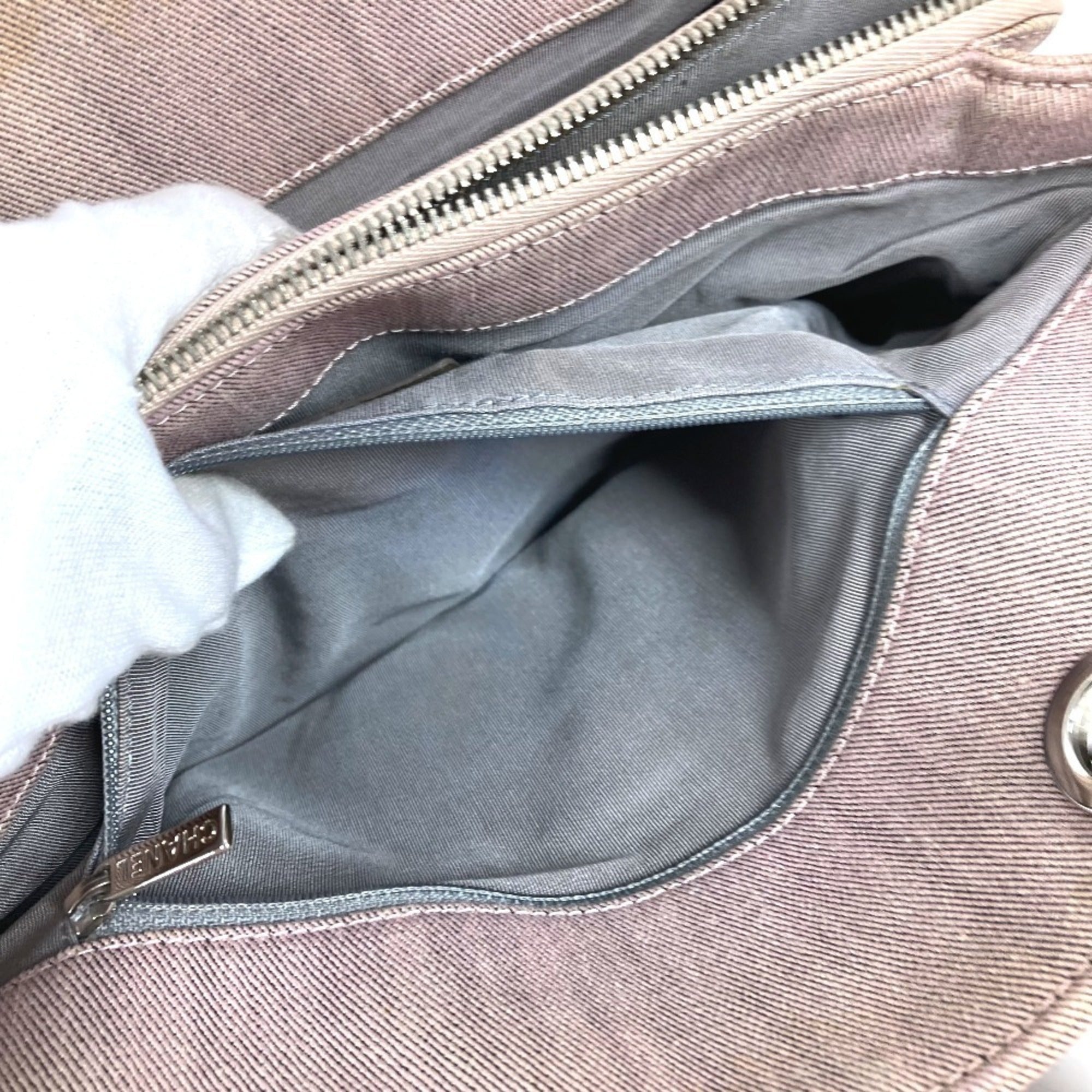 Chanel Pink Cotton Handbag Shoulder Bag (Pre-Owned)