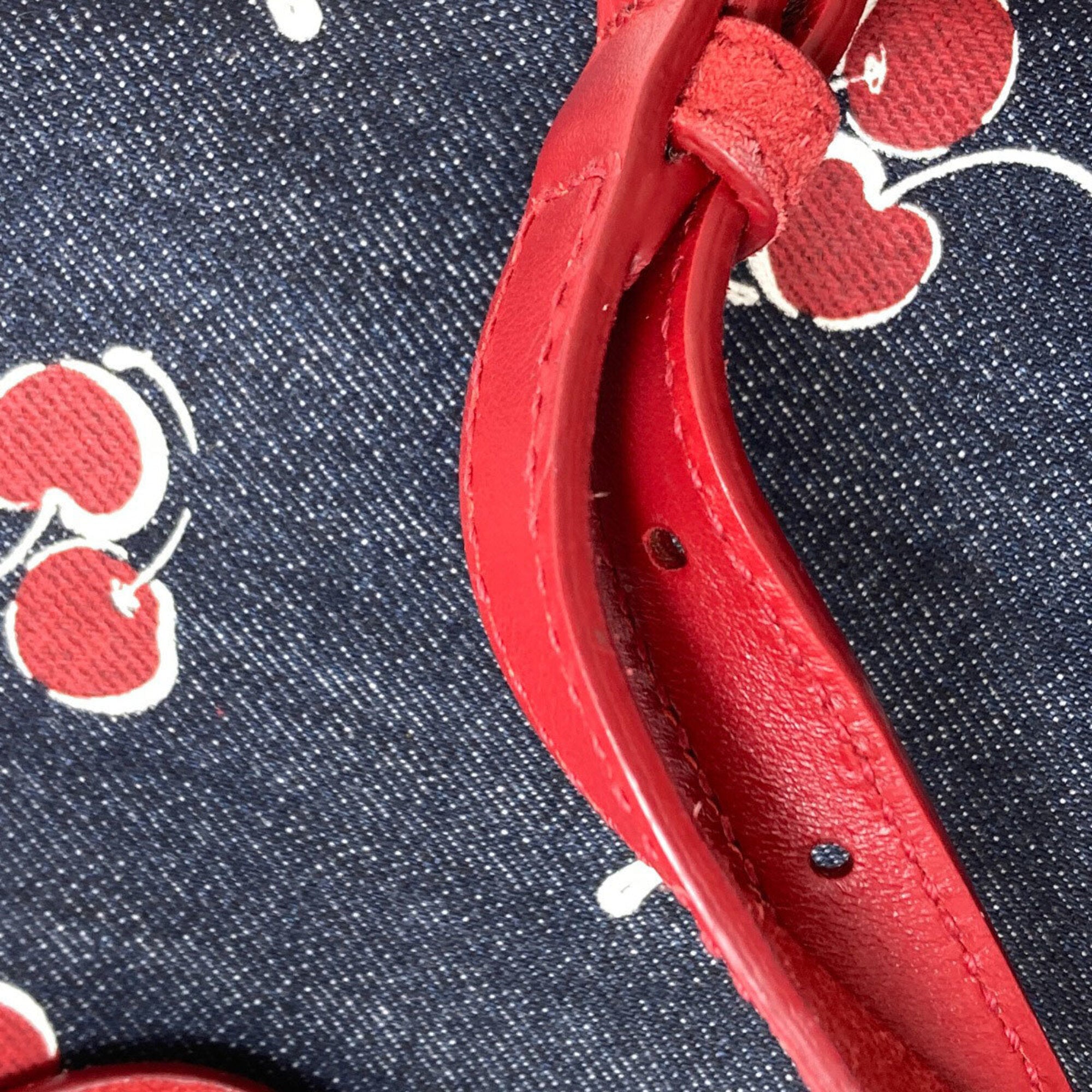Miu Miu Blue Red Color Denim Pouch Shoulder Bag (Pre-Owned)