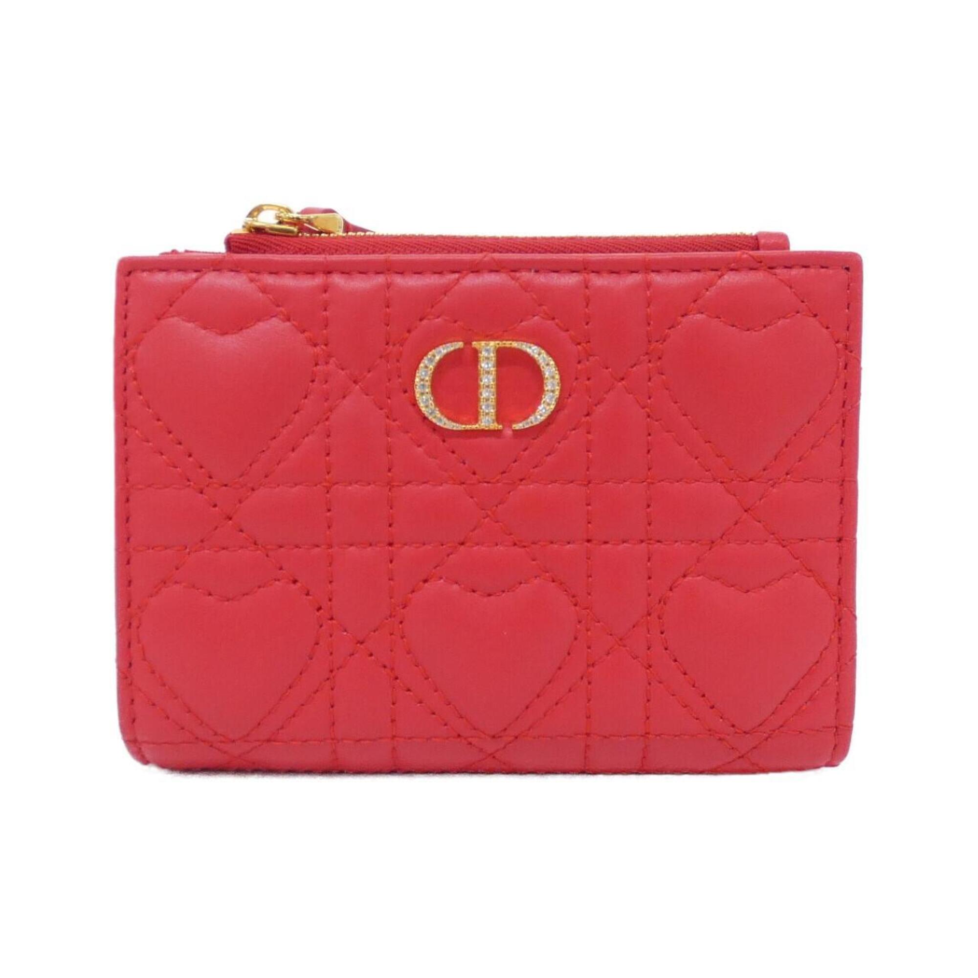 Christian Dior Red Color Leather Wallet (Bi-Fold) (Pre-Owned)