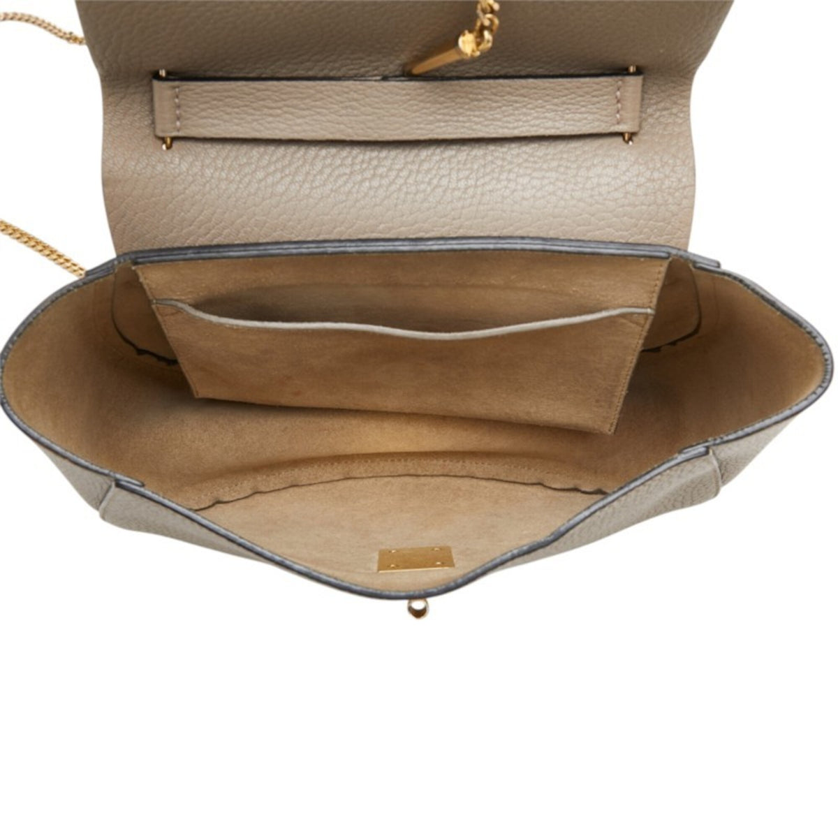 Chloé Drew Gray Leather Shoulder Bag (Pre-Owned)