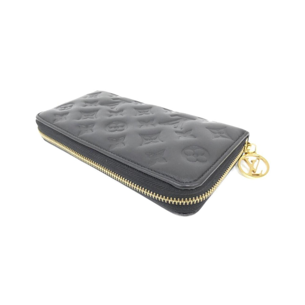 Louis Vuitton Black Leather Long Wallet (Bi-Fold) (Pre-Owned)