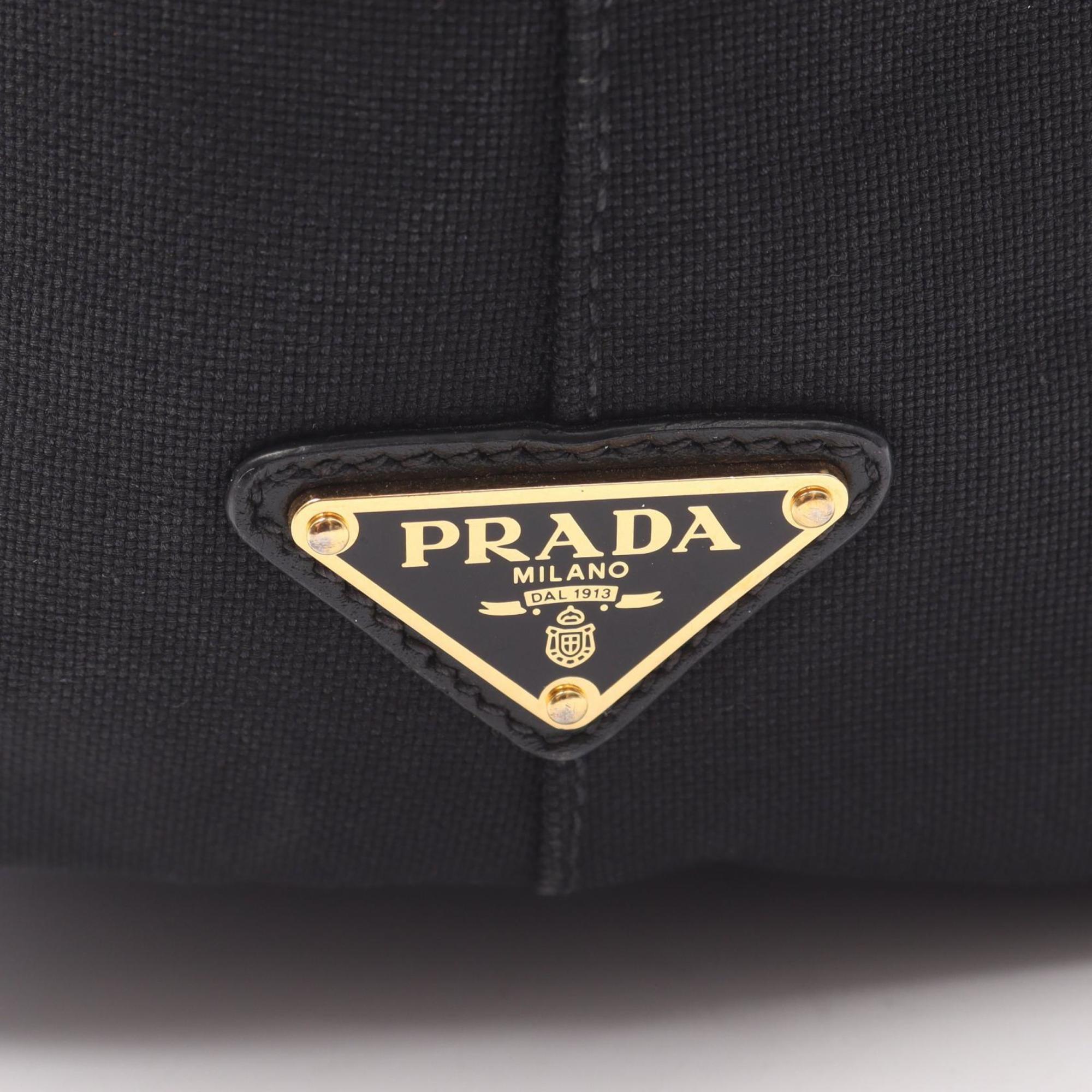 Prada Black Canvas Leather Tote Bag (Pre-Owned)
