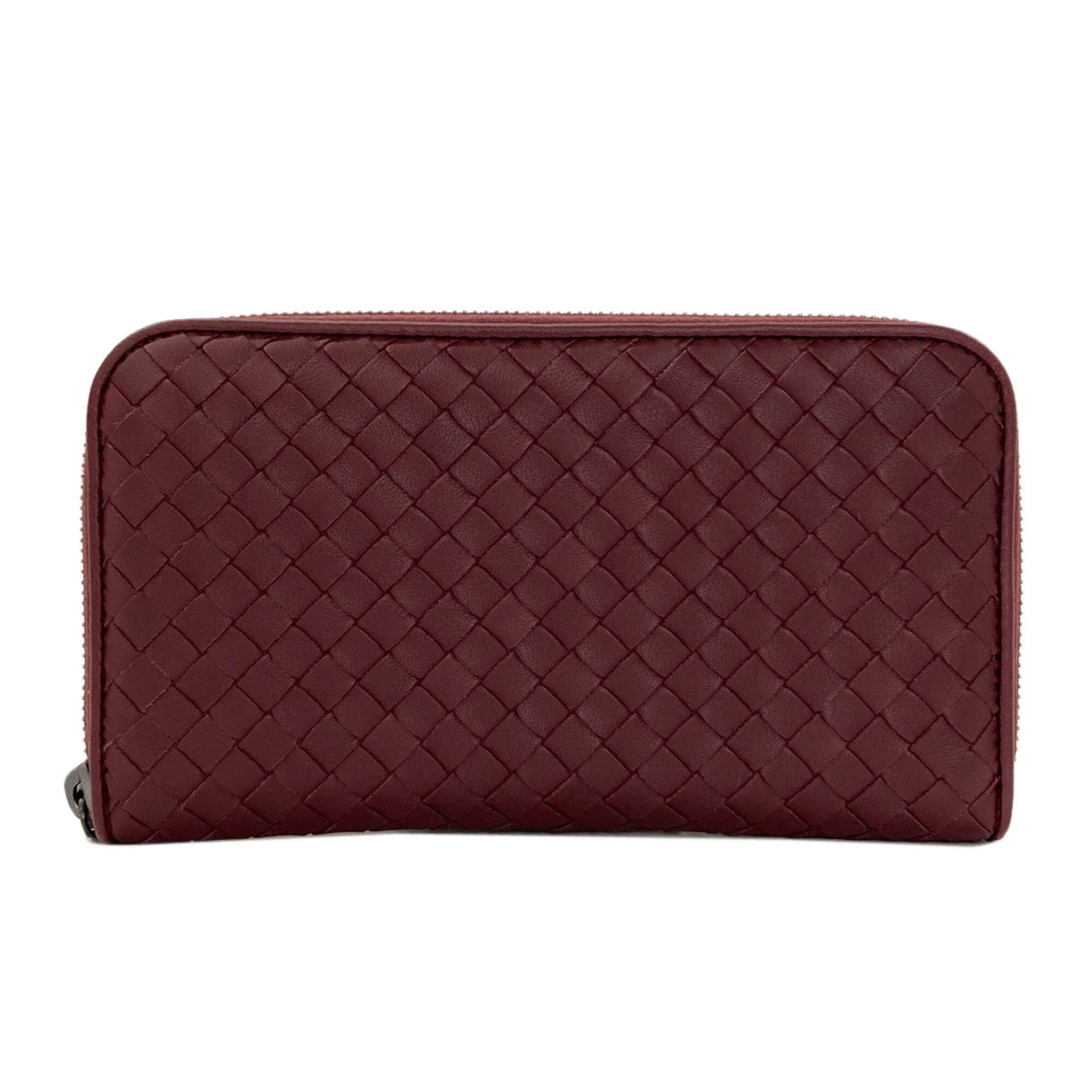 Bottega Veneta Bordeaux Leather Long Wallet (Bi-Fold) (Pre-Owned)