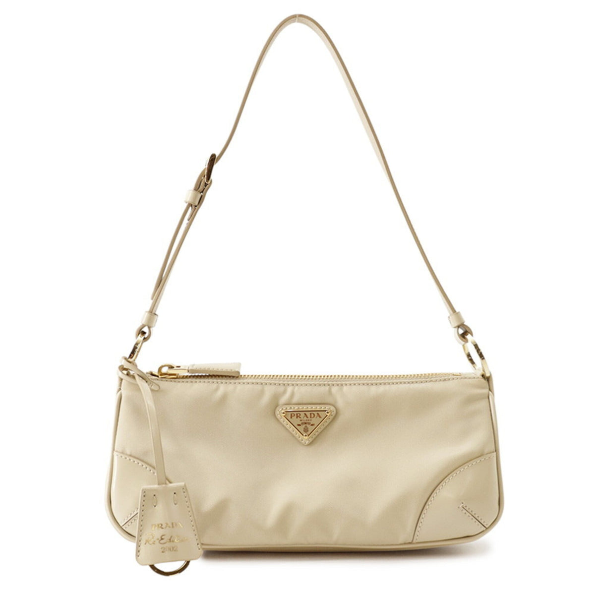Prada Beige Nylon Leather Shoulder Bag (Pre-Owned)