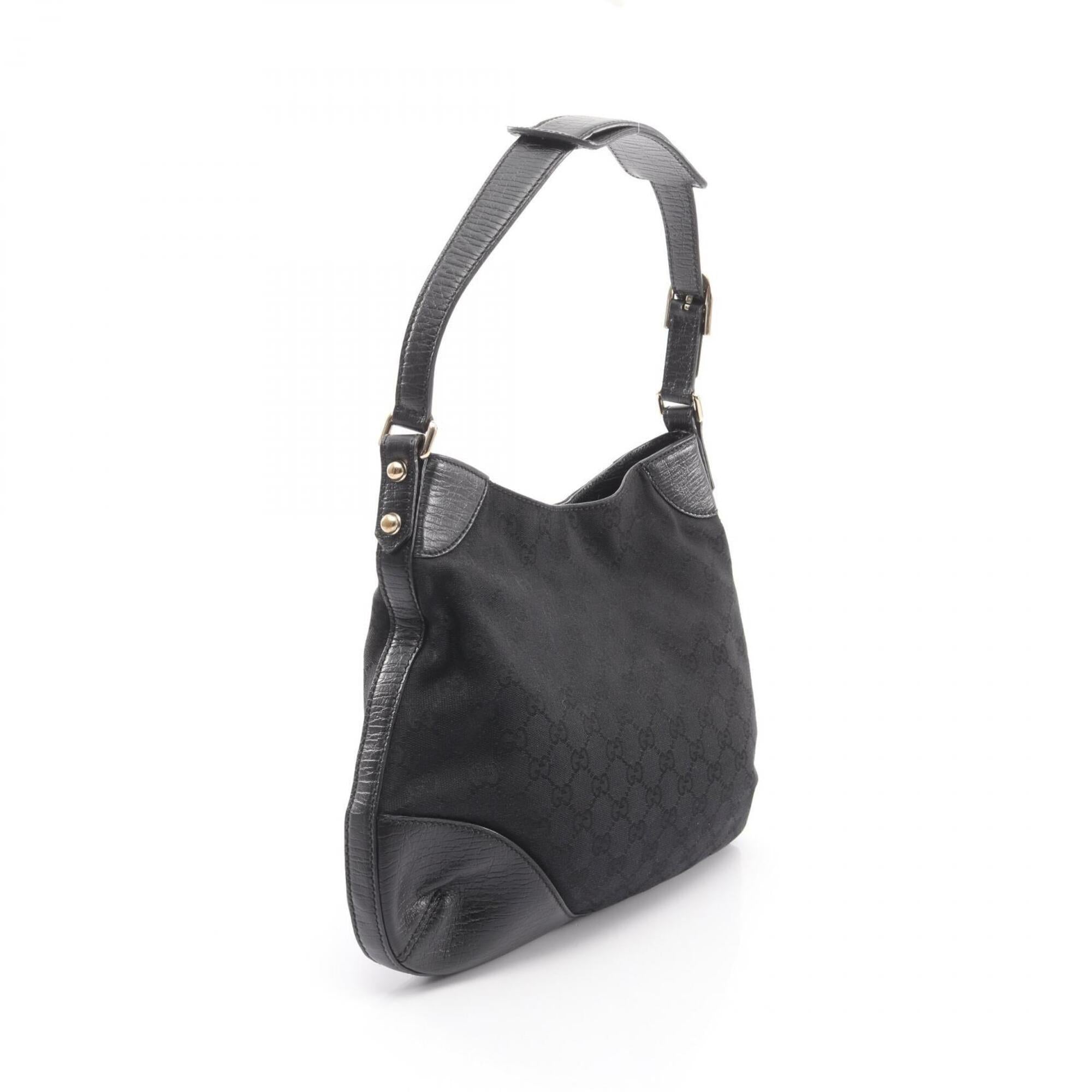 Gucci Black Canvas Leather Handbag Shoulder Bag (Pre-Owned)