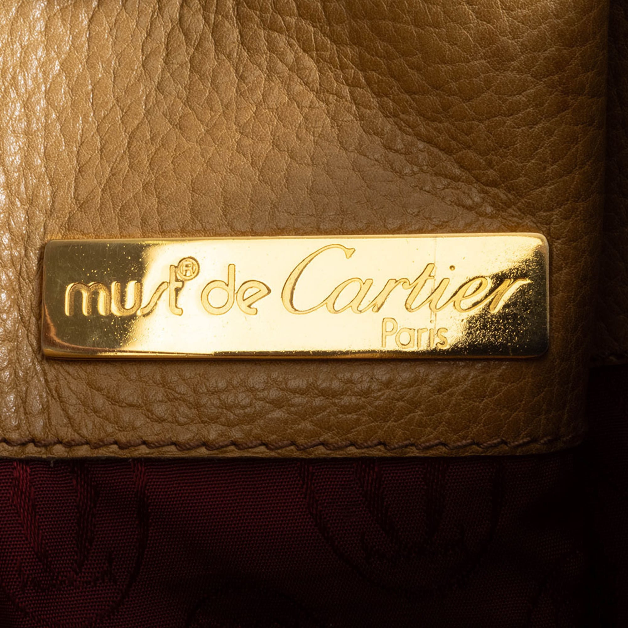 Cartier Must Bordeaux Mustard Leather Shoulder Bag (Pre-Owned)