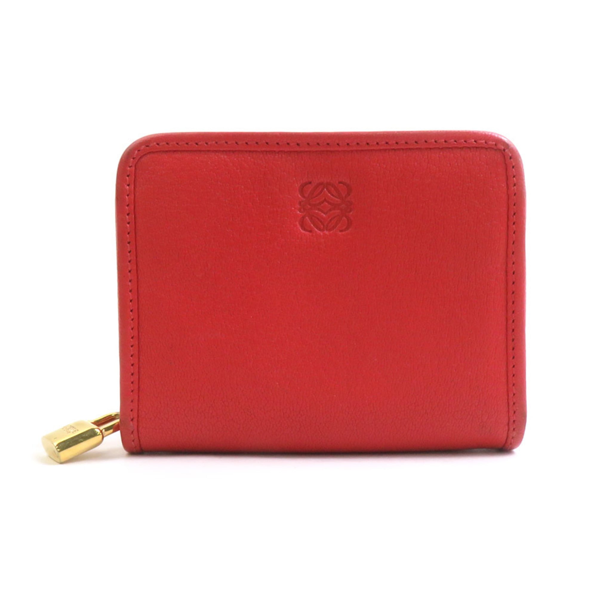Loewe Orange Red Leather Coin Purse/Coin Case (Pre-Owned)
