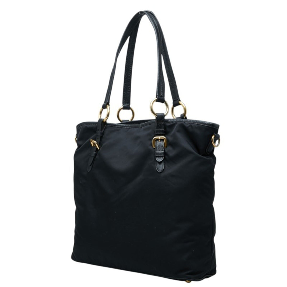 Prada Black Nylon Leather Tote Bag (Pre-Owned)