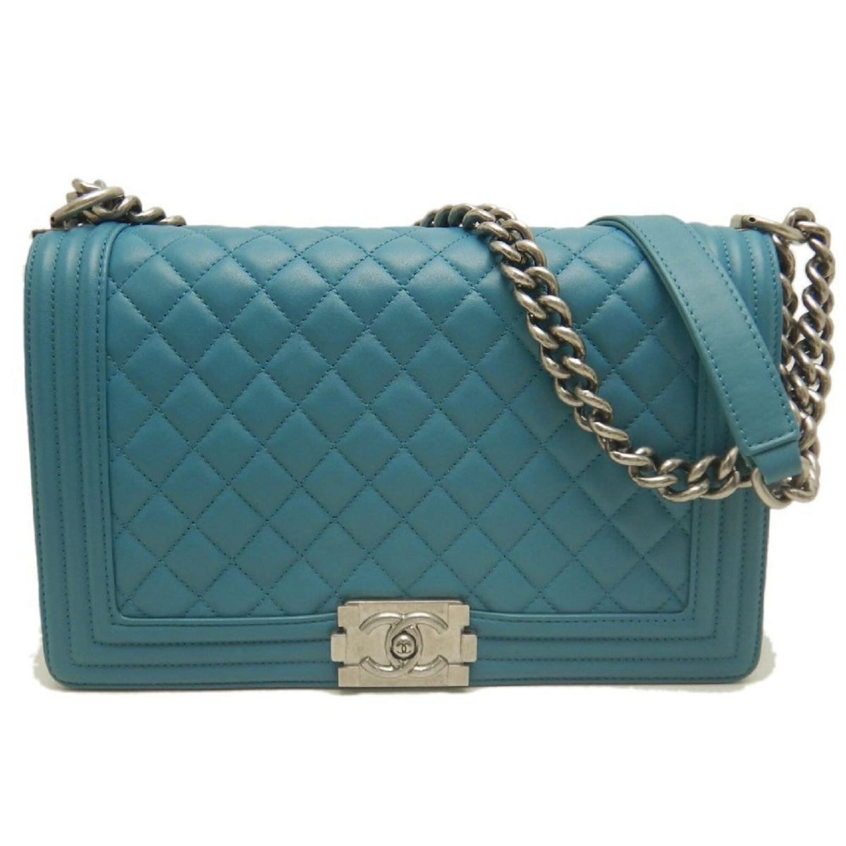 Chanel Matelasse Blue Leather Shoulder Bag (Pre-Owned)