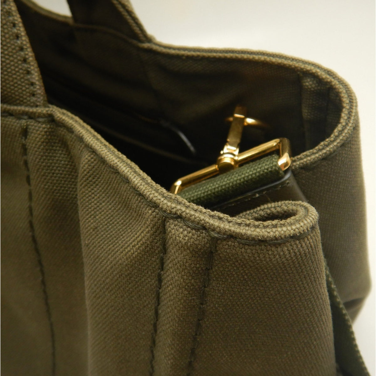 Prada Canapa Gold Canvas Tote Bag (Pre-Owned)