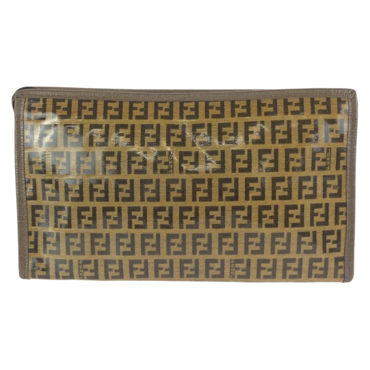 Fendi Brown Pvc Leather Clutch Bag (Pre-Owned)