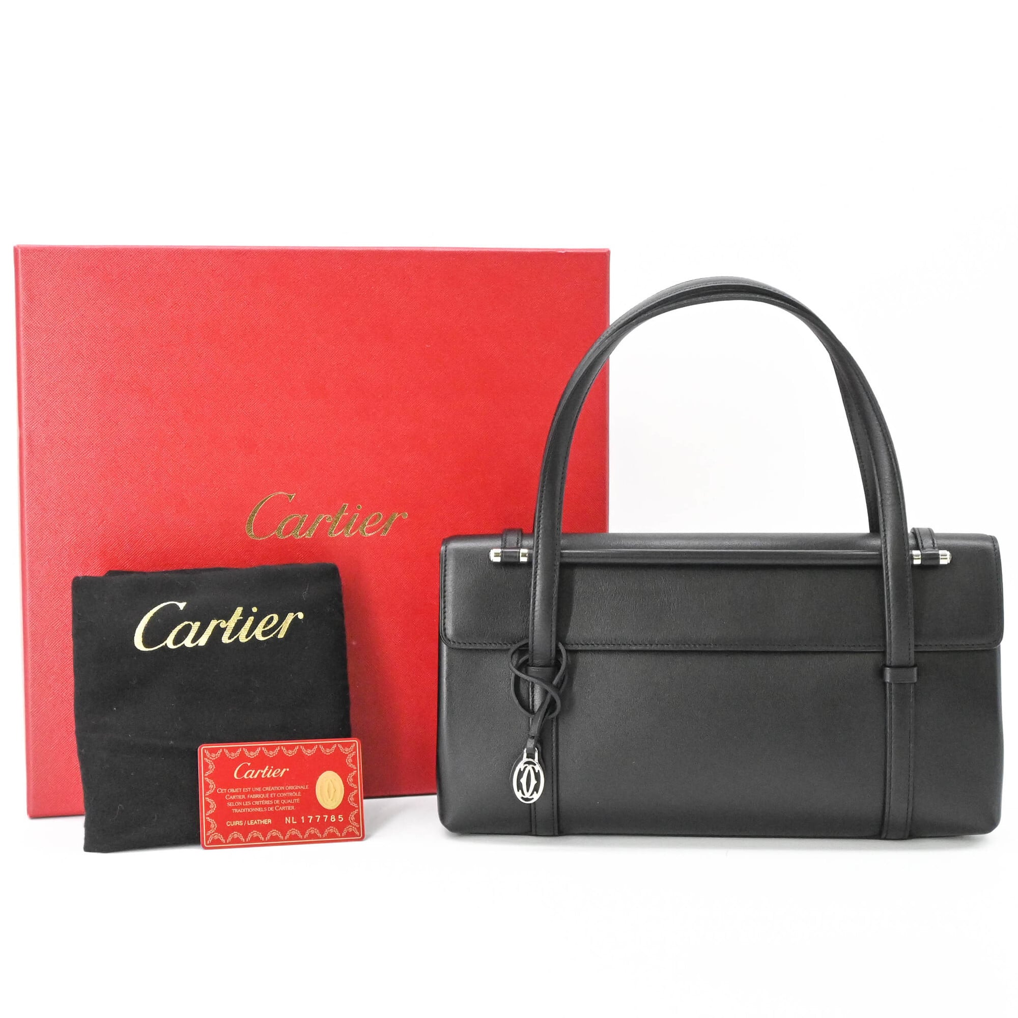 Cartier Black Leather Handbag (Pre-Owned)