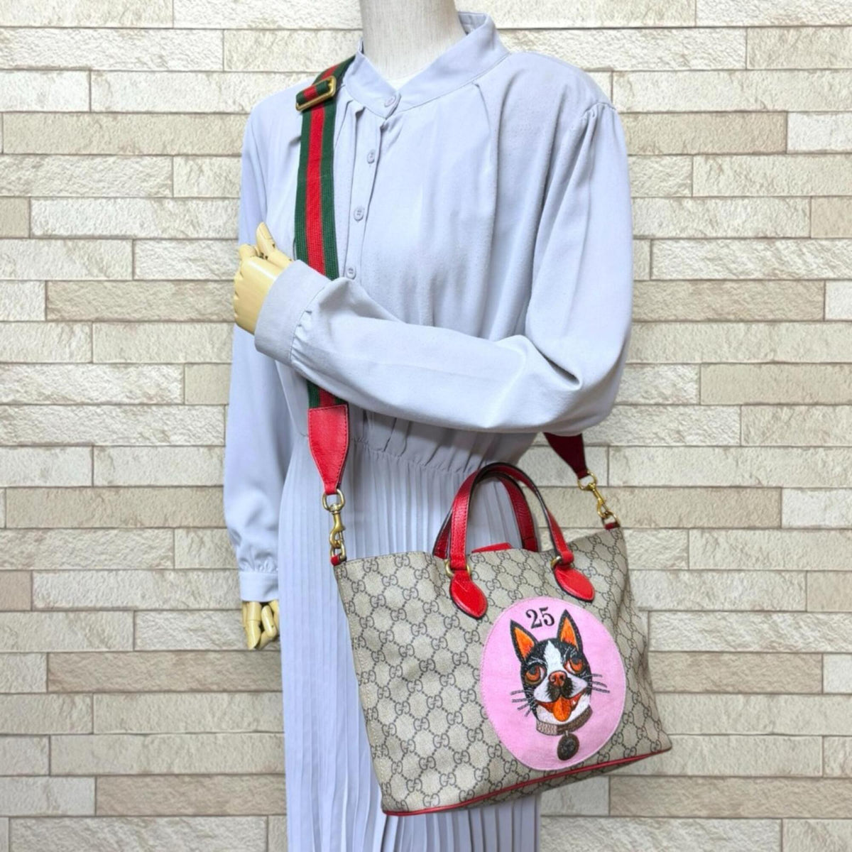 Gucci Brown Red Color Gg Supreme Canvas Shoulder Bag (Pre-Owned)