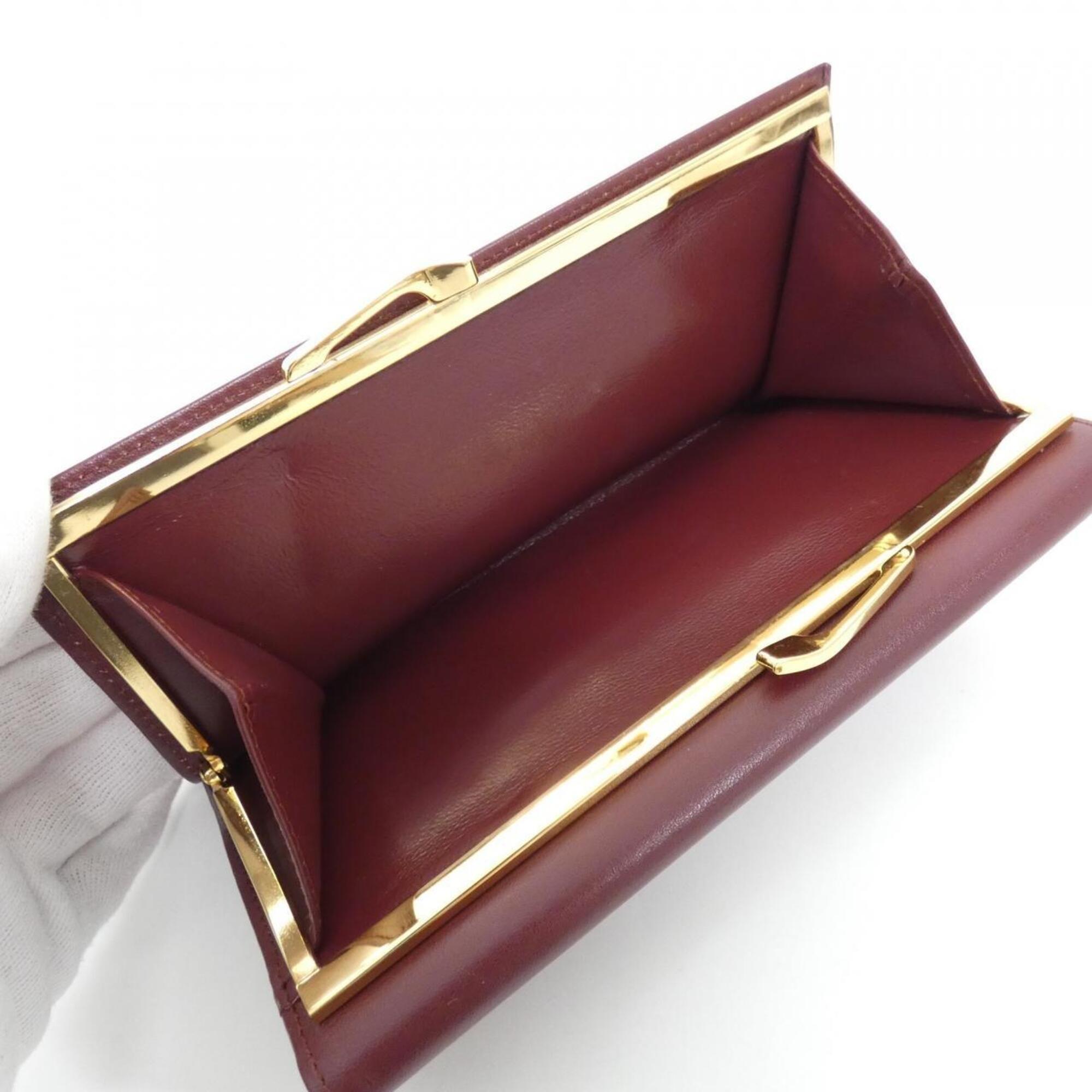 Cartier Bordeaux Leather Long Wallet (Tri-Fold) (Pre-Owned)