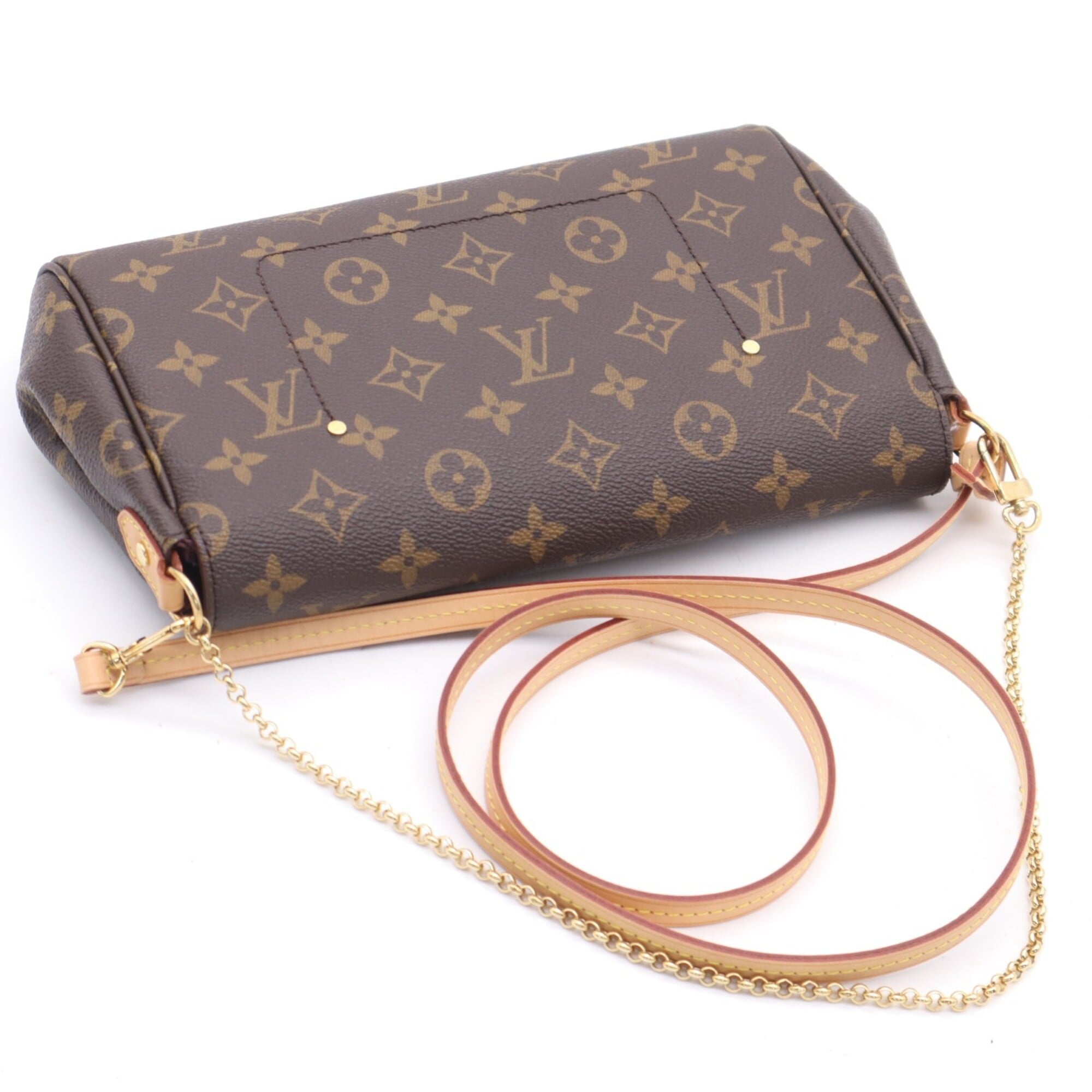 Louis Vuitton Beige Brown Coated Canvas Leather Shoulder Bag (Pre-Owned)