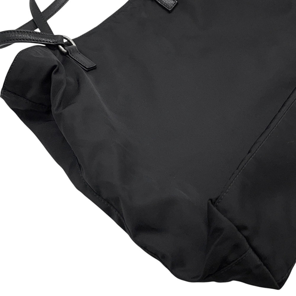 Prada Black Nylon Leather Handbag Tote Bag (Pre-Owned)