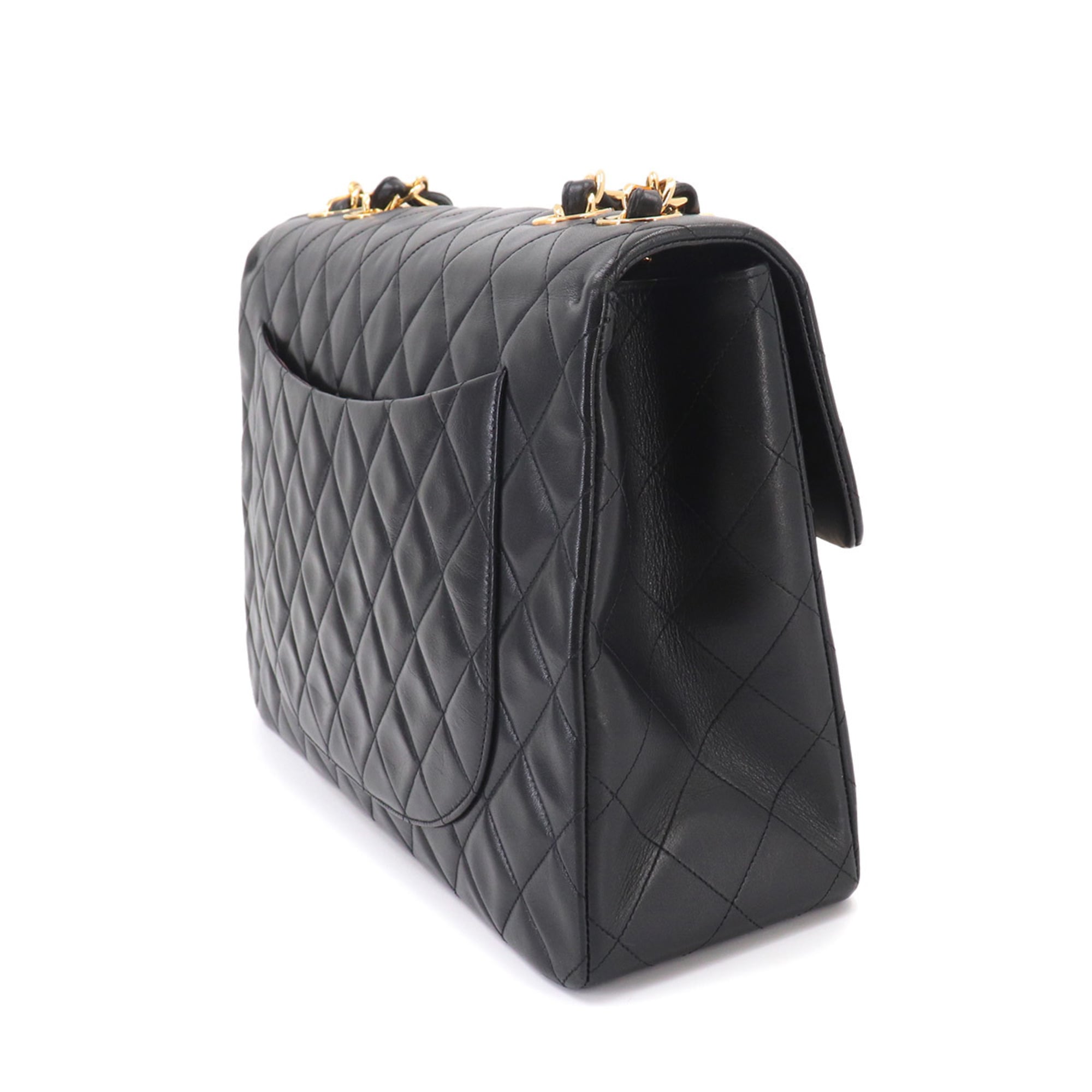 Chanel Matelasse Black Leather Handbag Shoulder Bag (Pre-Owned)