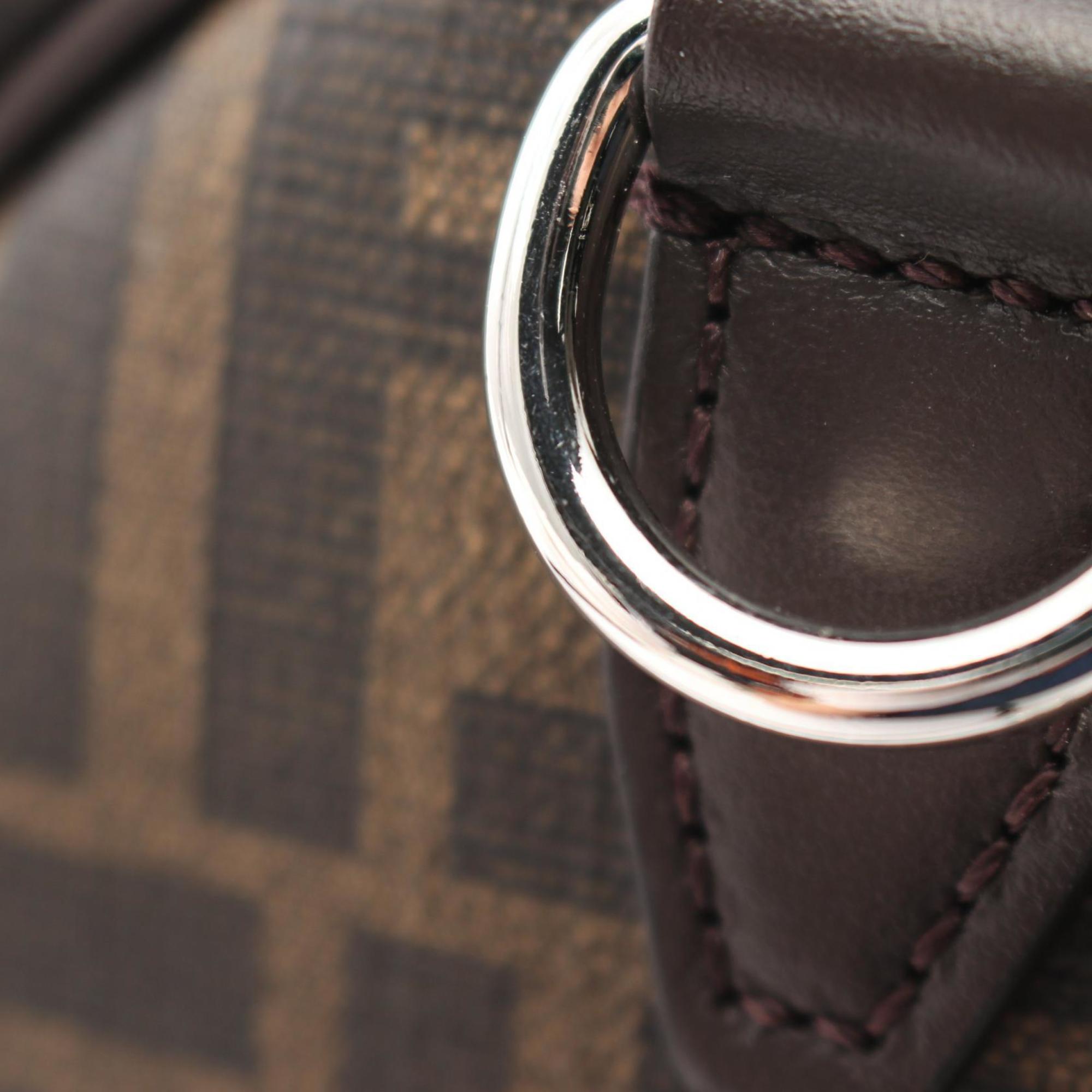 Fendi Zucca Black Brown Pvc Leather Boston Bag