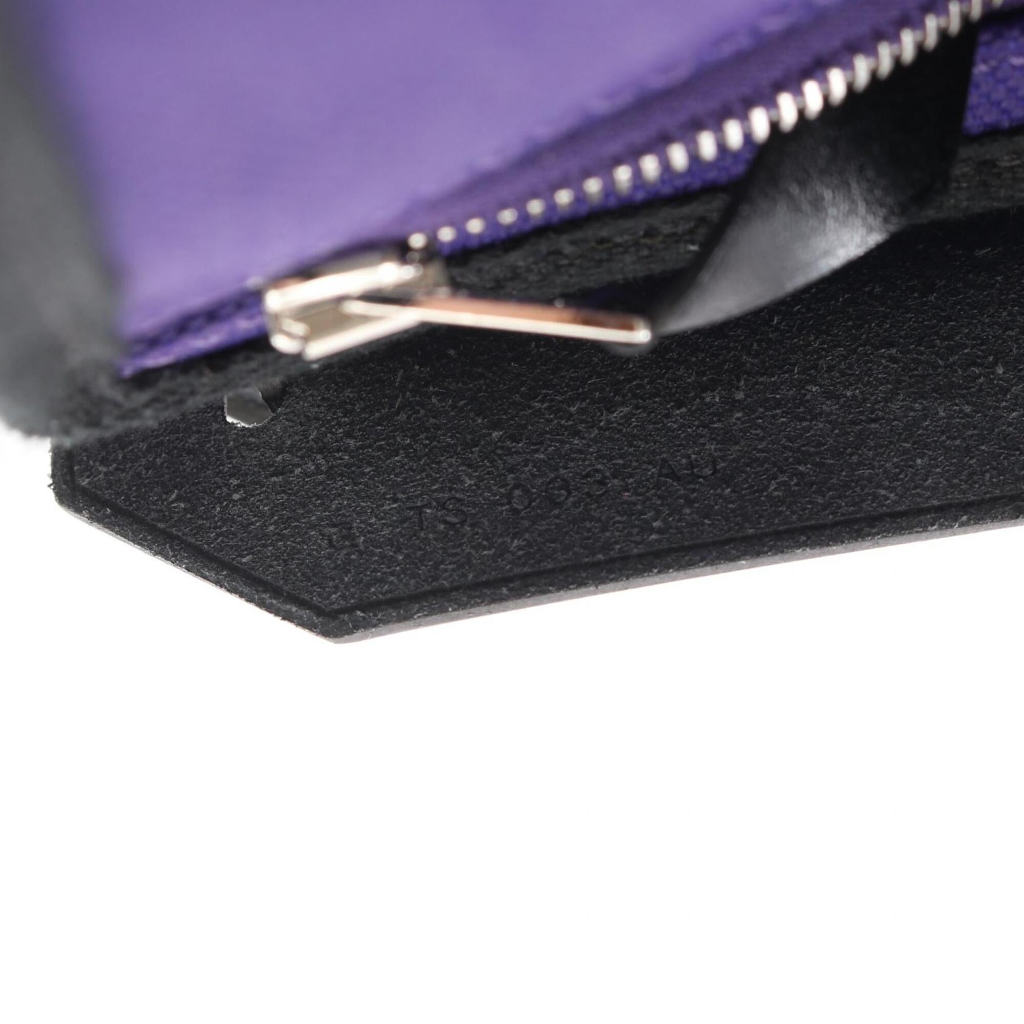 Hermes Black Purple Canvas Leather Handbag Shoulder Bag (Pre-Owned)