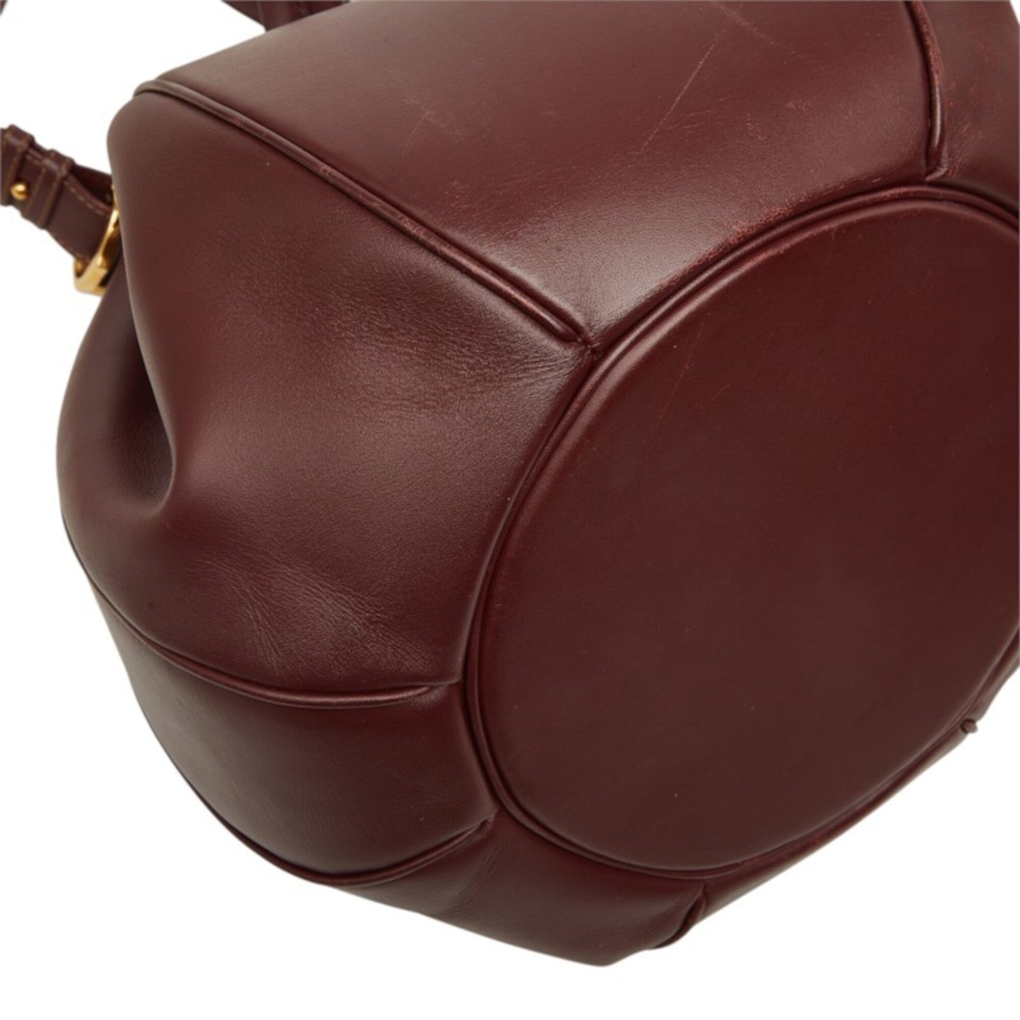 Cartier Bordeaux Wine Red Leather Shoulder Bag (Pre-Owned)