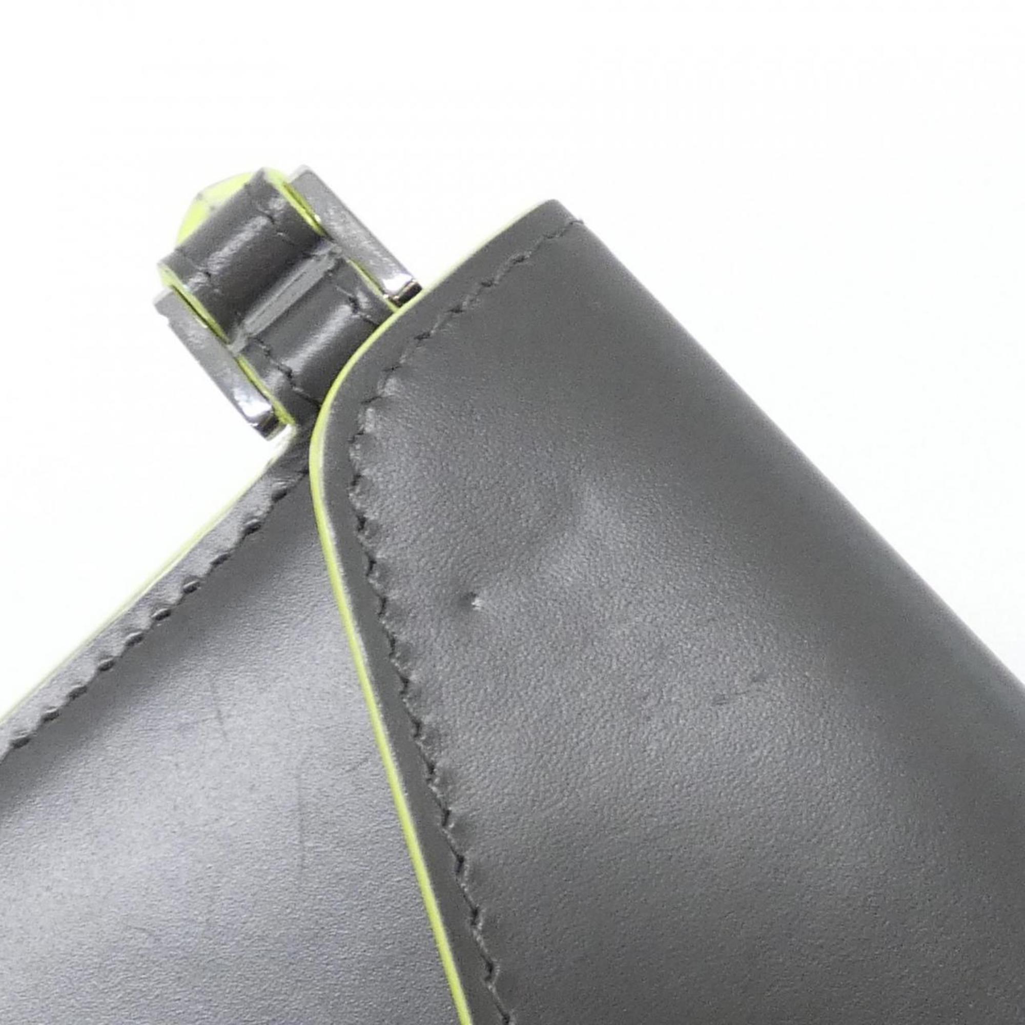 Bvlgari Gray Green Leather Long Wallet (Bi-Fold) (Pre-Owned)