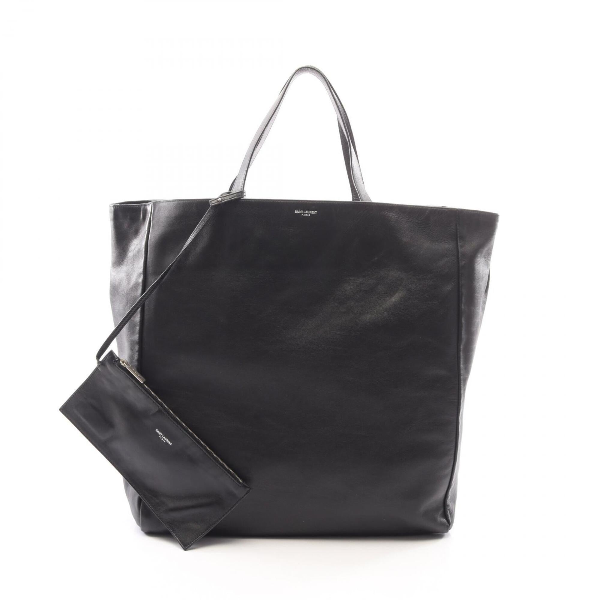 Saint Laurent Black Leather Handbag Pouch Tote Bag (Pre-Owned)