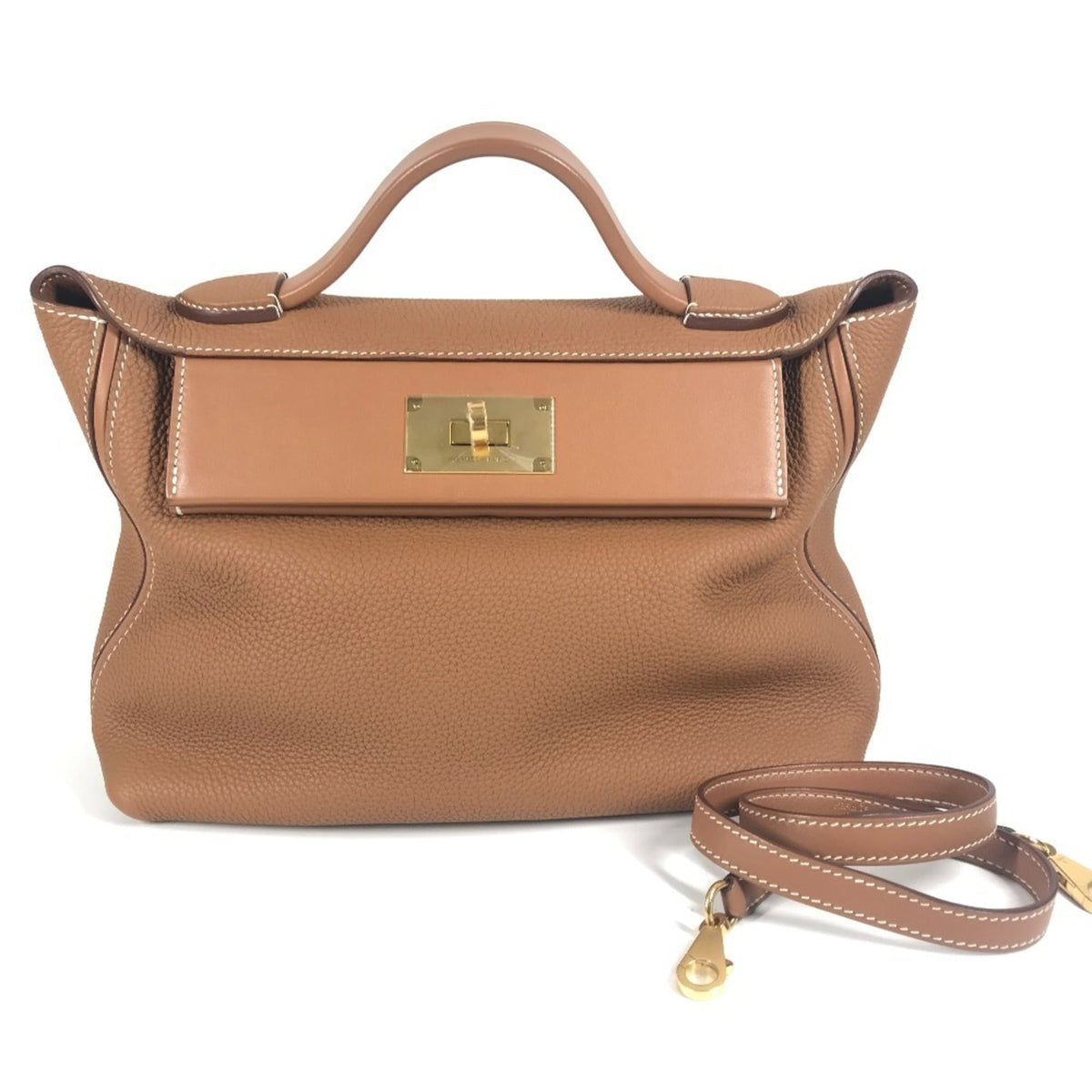 Hermes Gold Togo Leather Handbag Shoulder Bag (Pre-Owned)