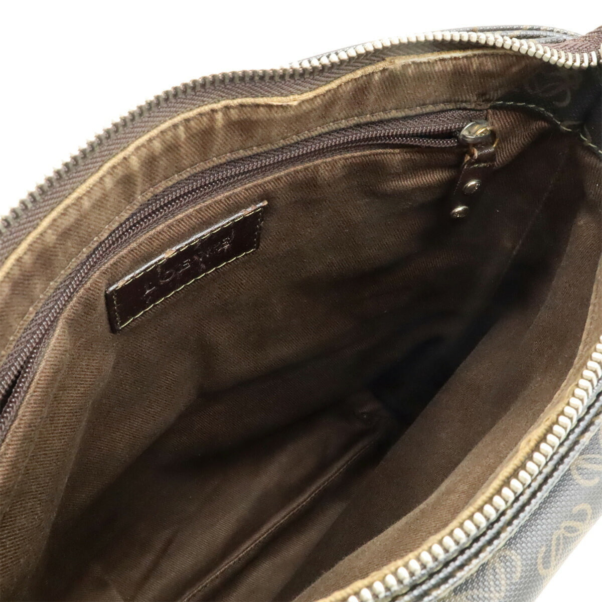Loewe Black Dark Brown Coated Canvas Leather Shoulder Bag (Pre-Owned)