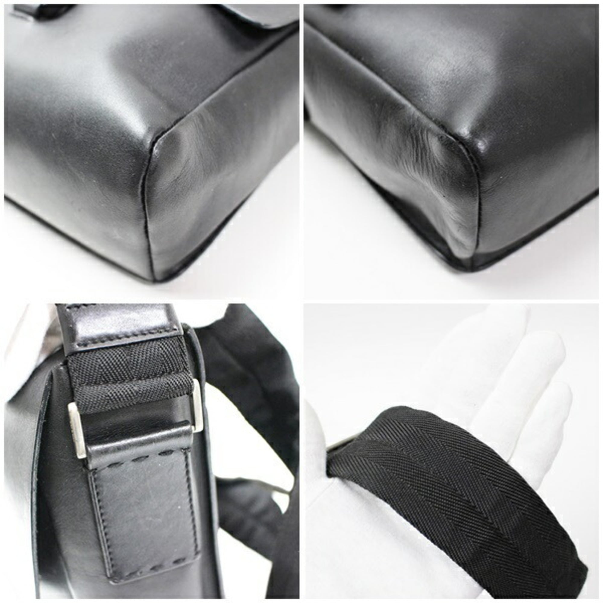 Prada Black Leather Suede Messenger Bag Pouch Shoulder Bag (Pre-Owned)